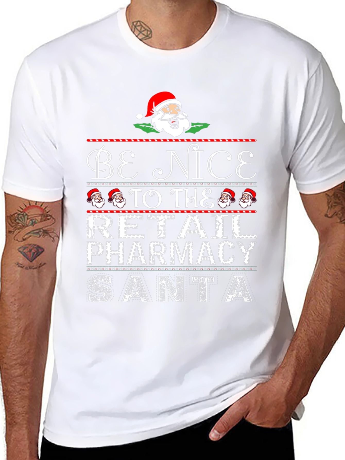 Be Nice to the Retail Pharmacy Santa Christmas T-Shirt