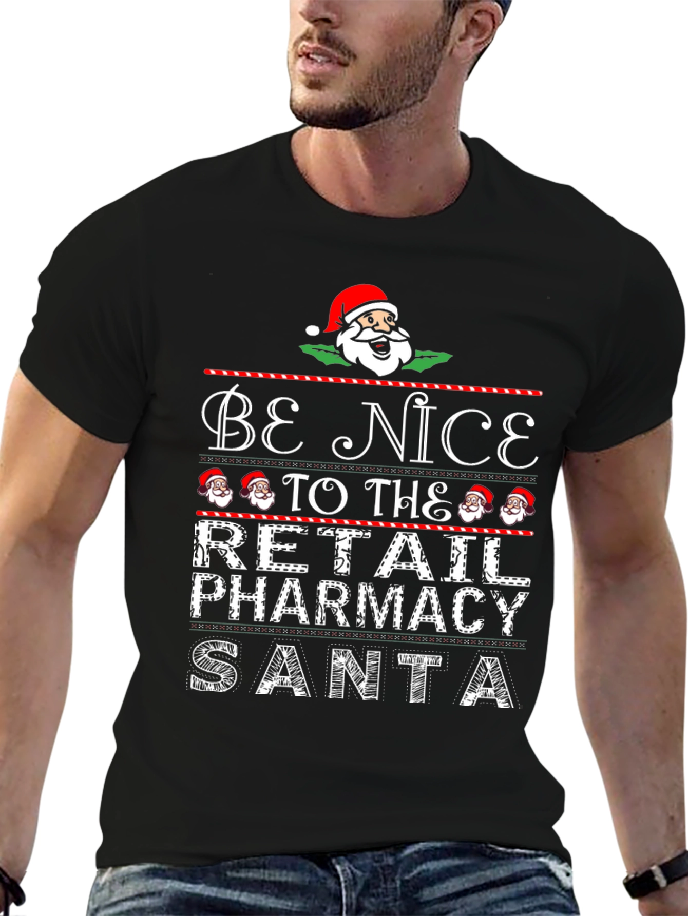 Be Nice to the Retail Pharmacy Santa Christmas T-Shirt