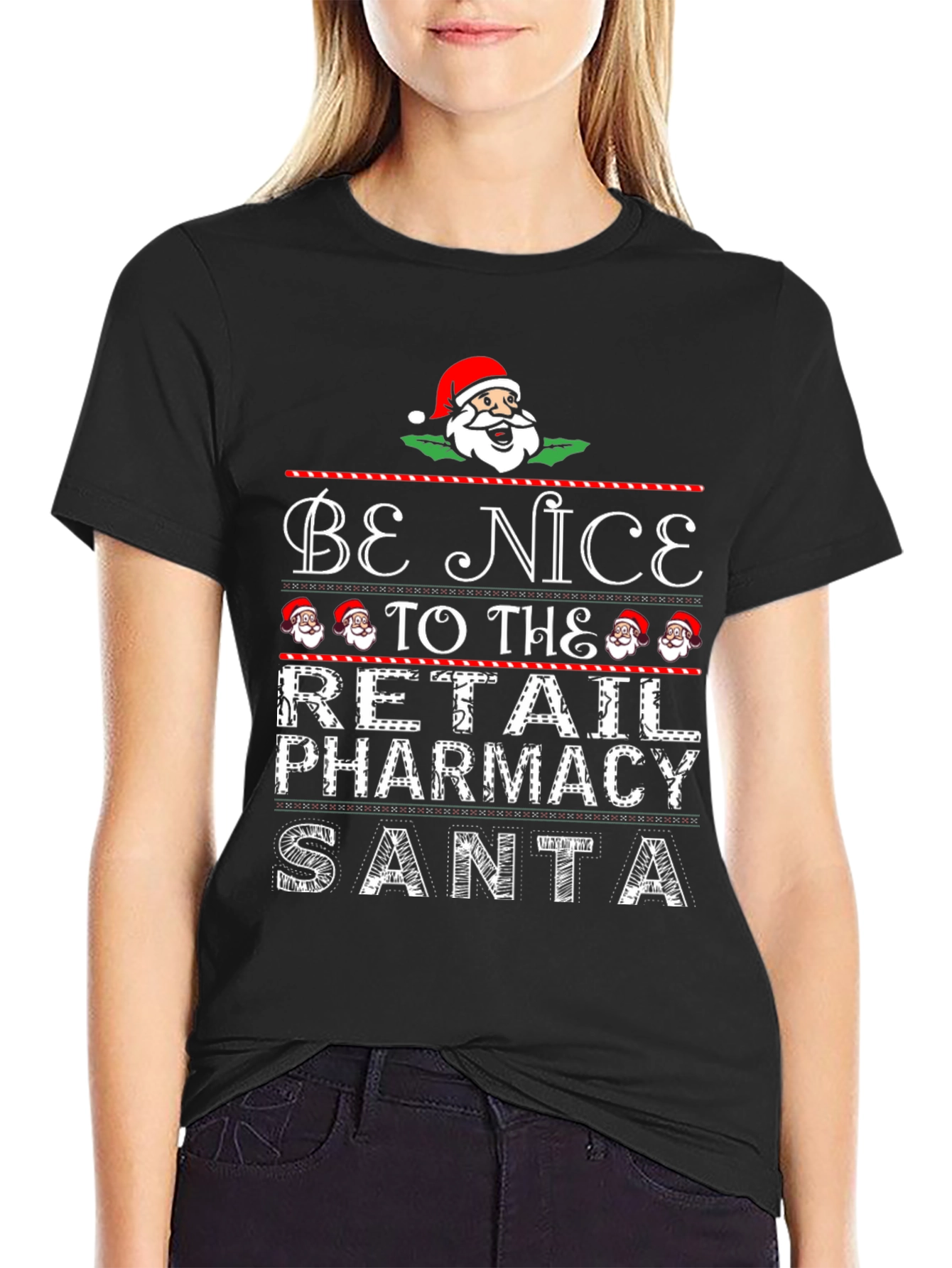 Be Nice to the Retail Pharmacy Santa Christmas T-Shirt