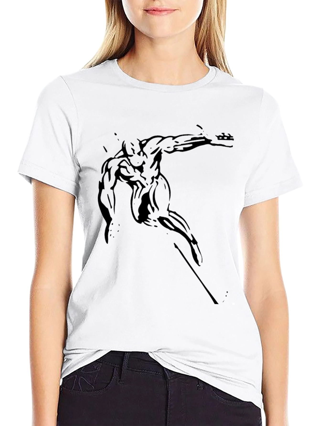 Mens Black Graphic Tee - Muscular Figure Print