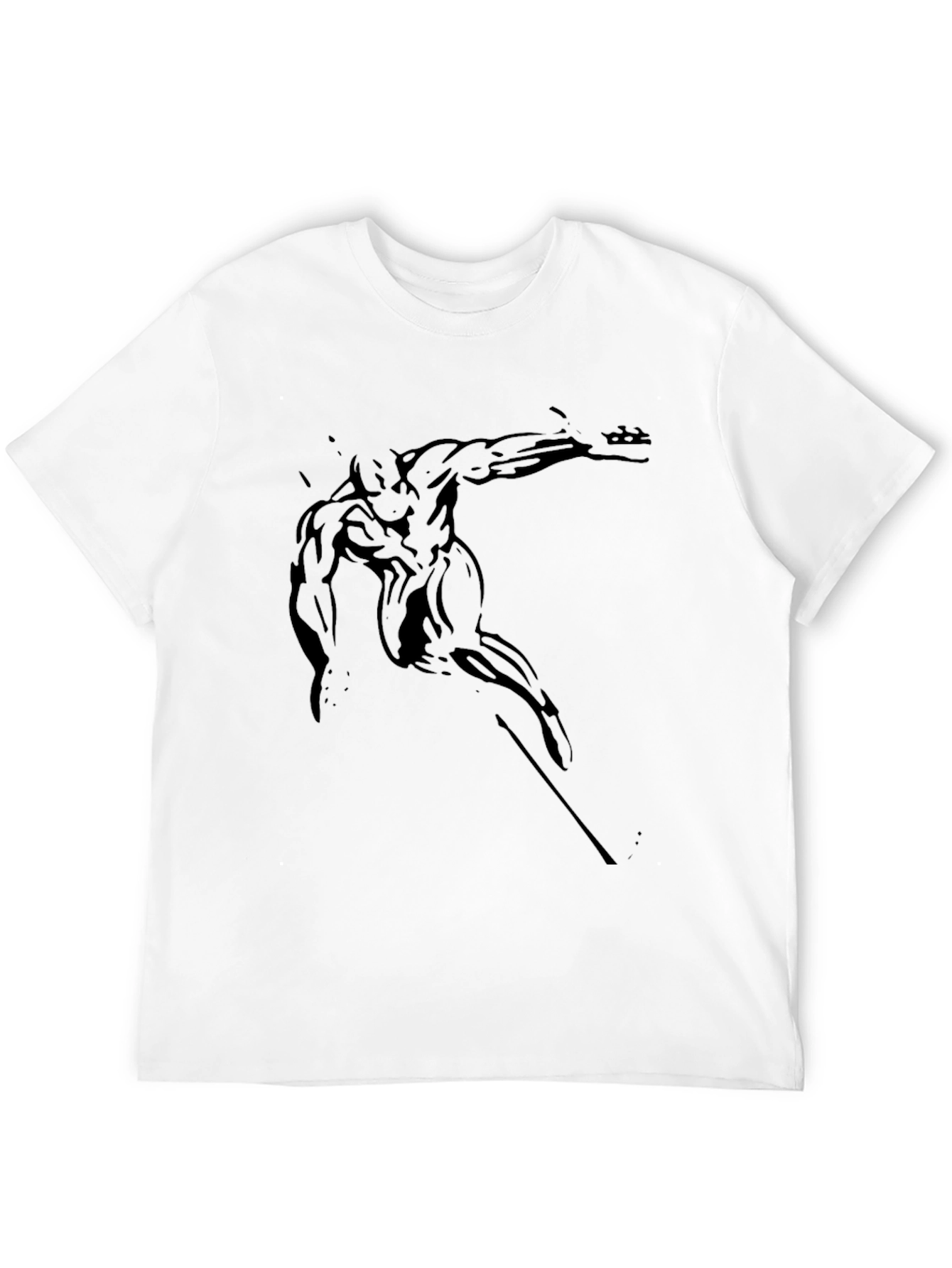 Mens Black Graphic Tee - Muscular Figure Print