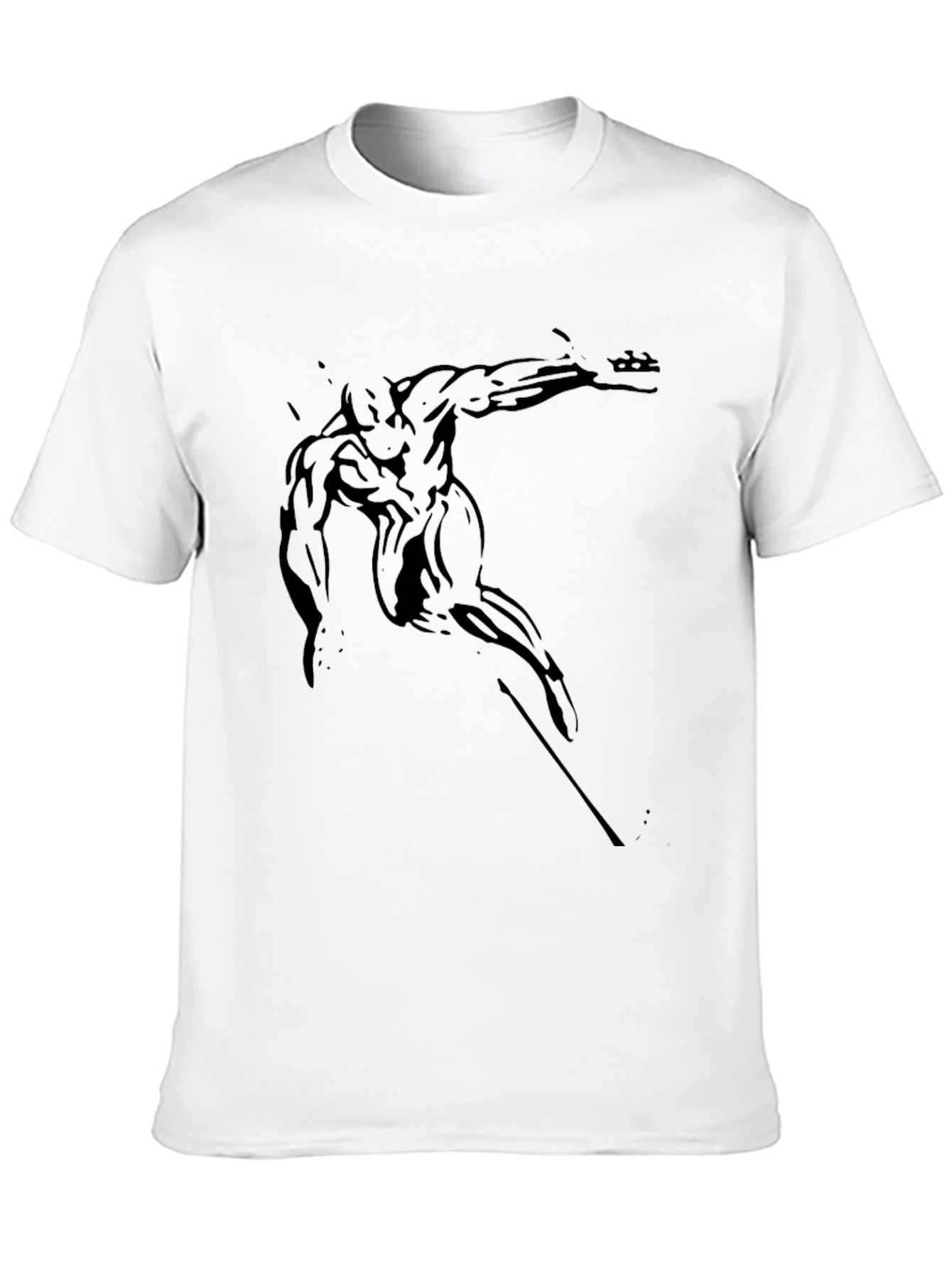 Mens Black Graphic Tee - Muscular Figure Print