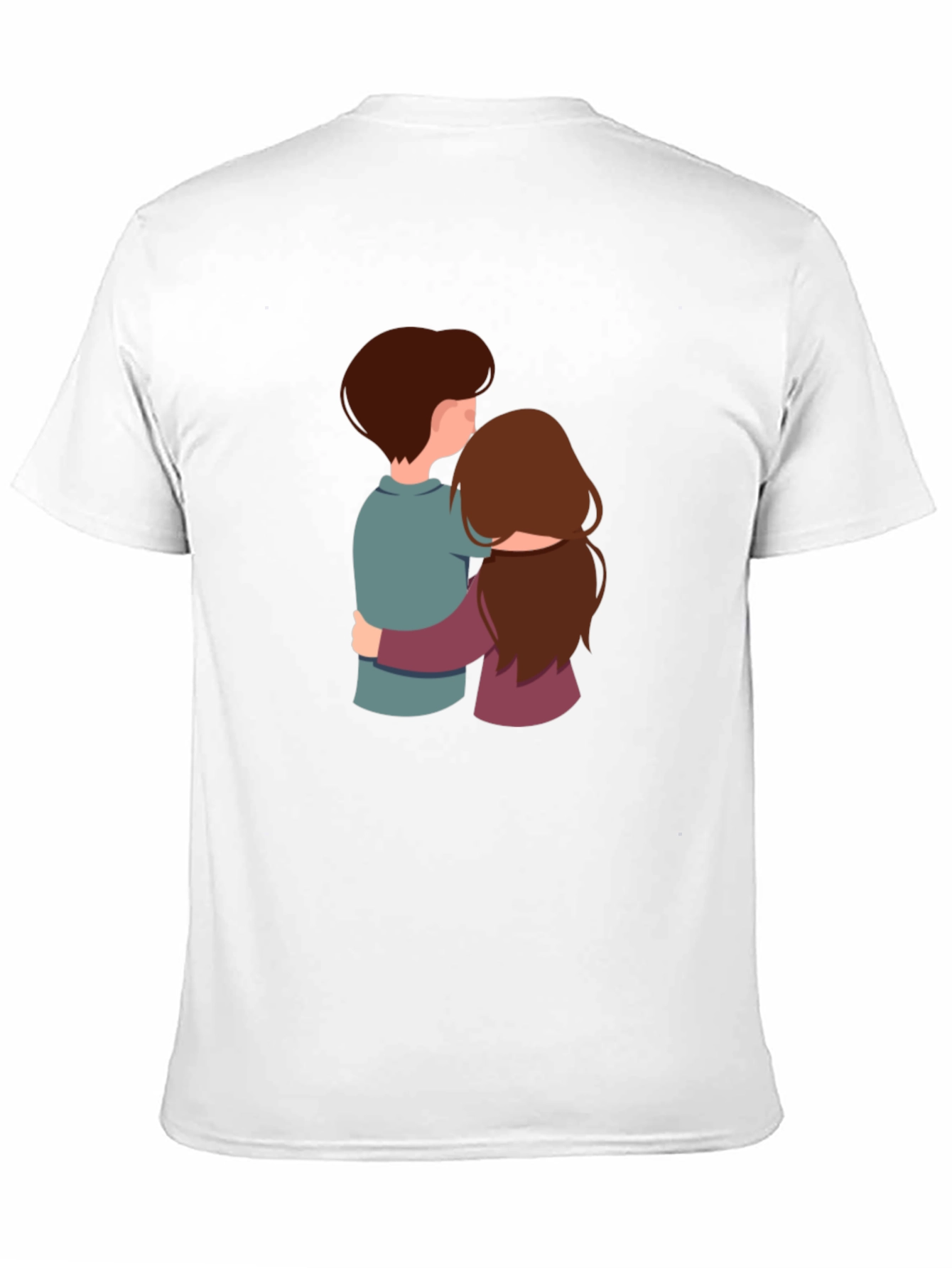 Couple Hugging Graphic Black Tee Shirt