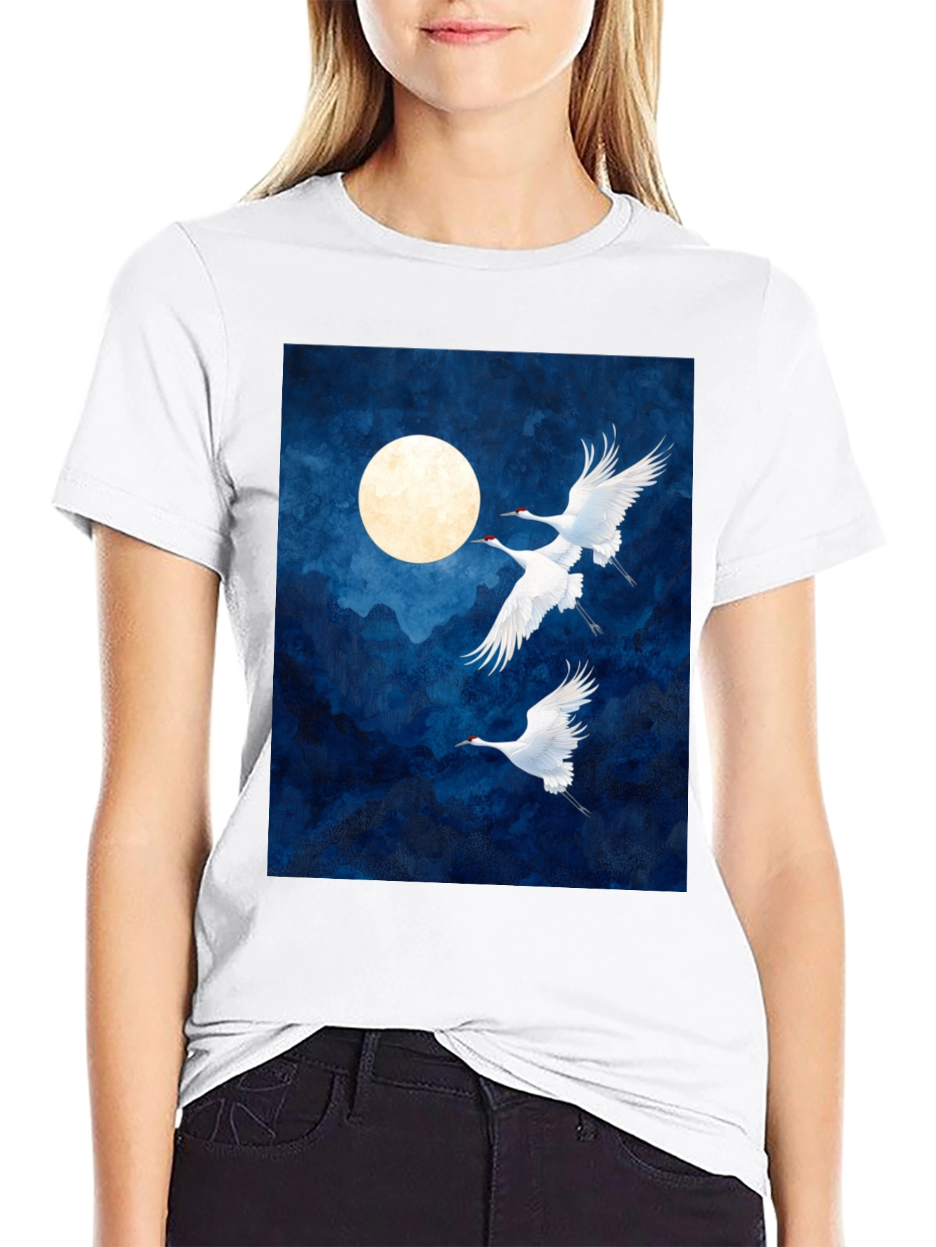 Crane Moon Graphic T-Shirt
