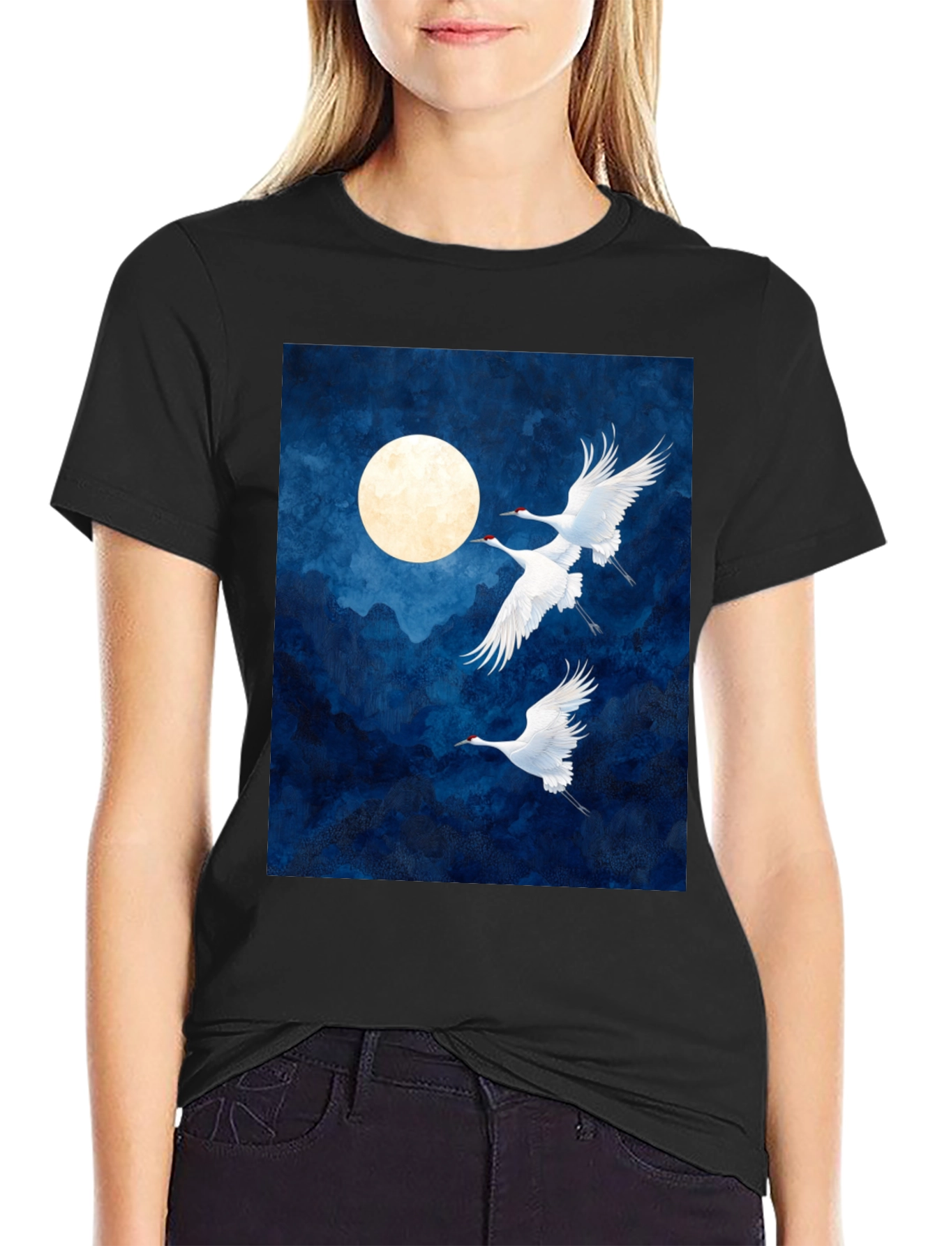 Crane Moon Graphic T-Shirt