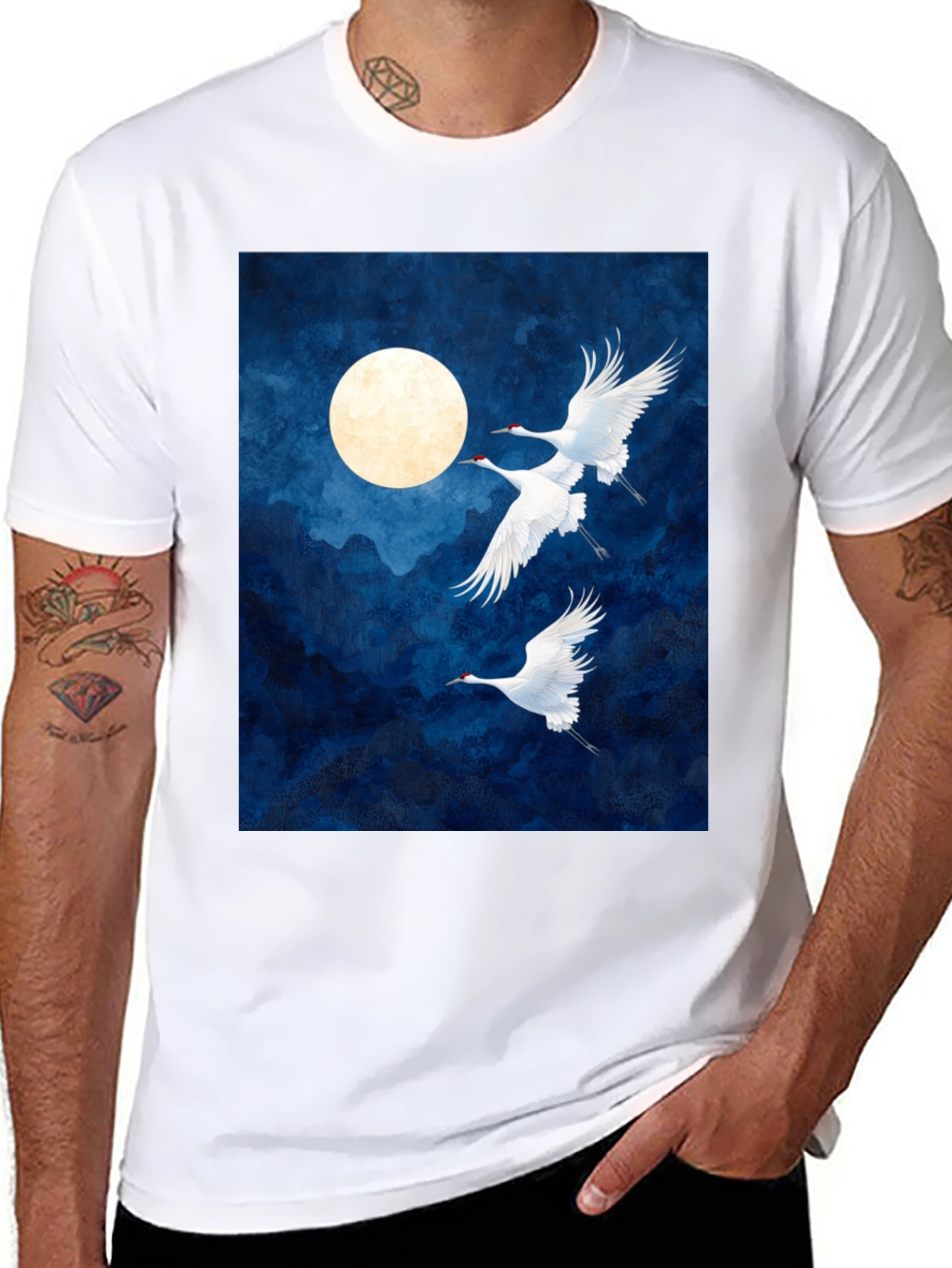 Crane Moon Graphic T-Shirt