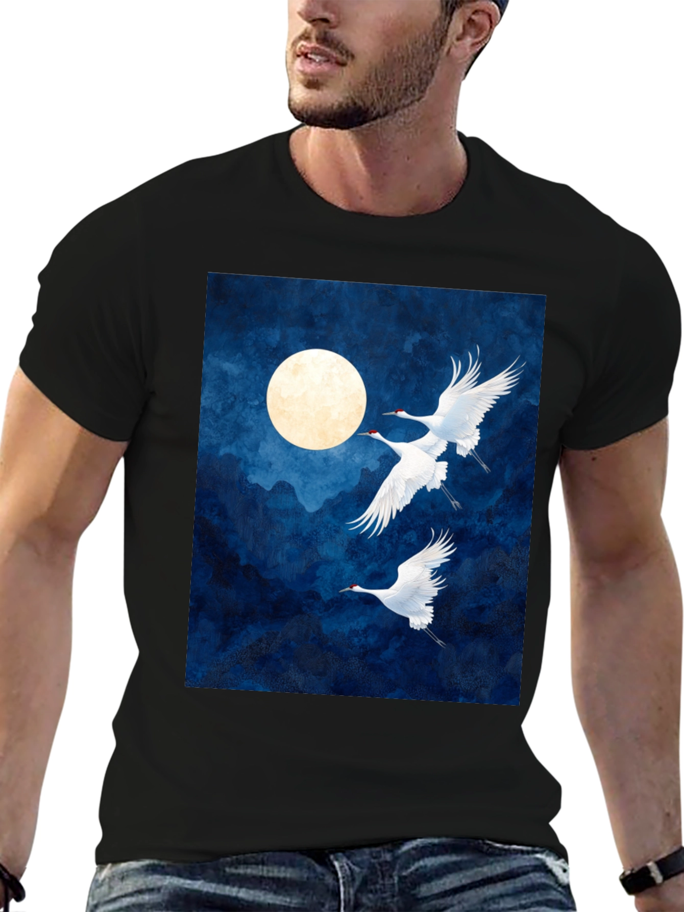 Crane Moon Graphic T-Shirt