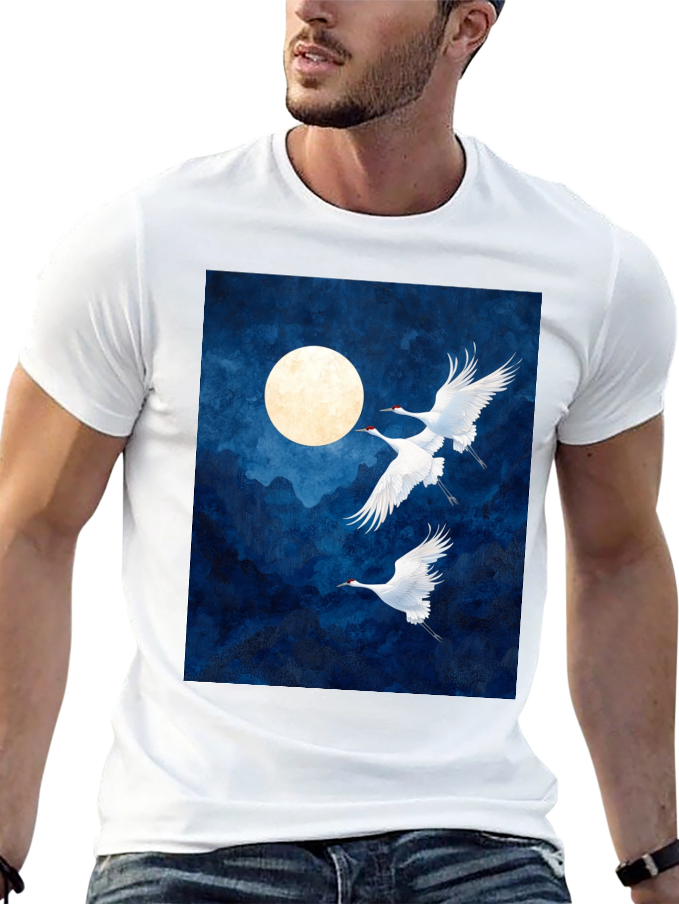 Crane Moon Graphic T-Shirt