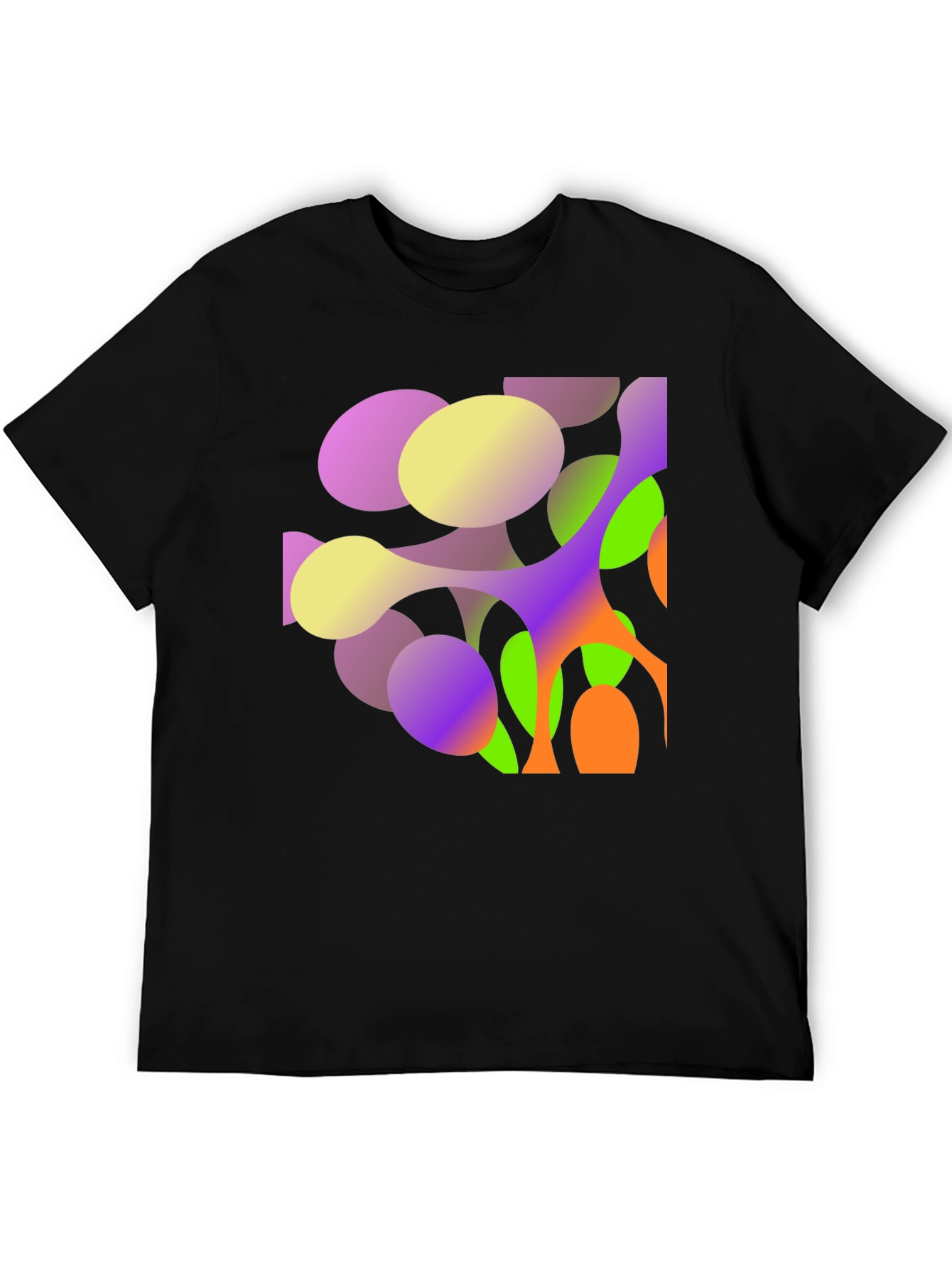Abstract Geometric Print Black T-Shirt