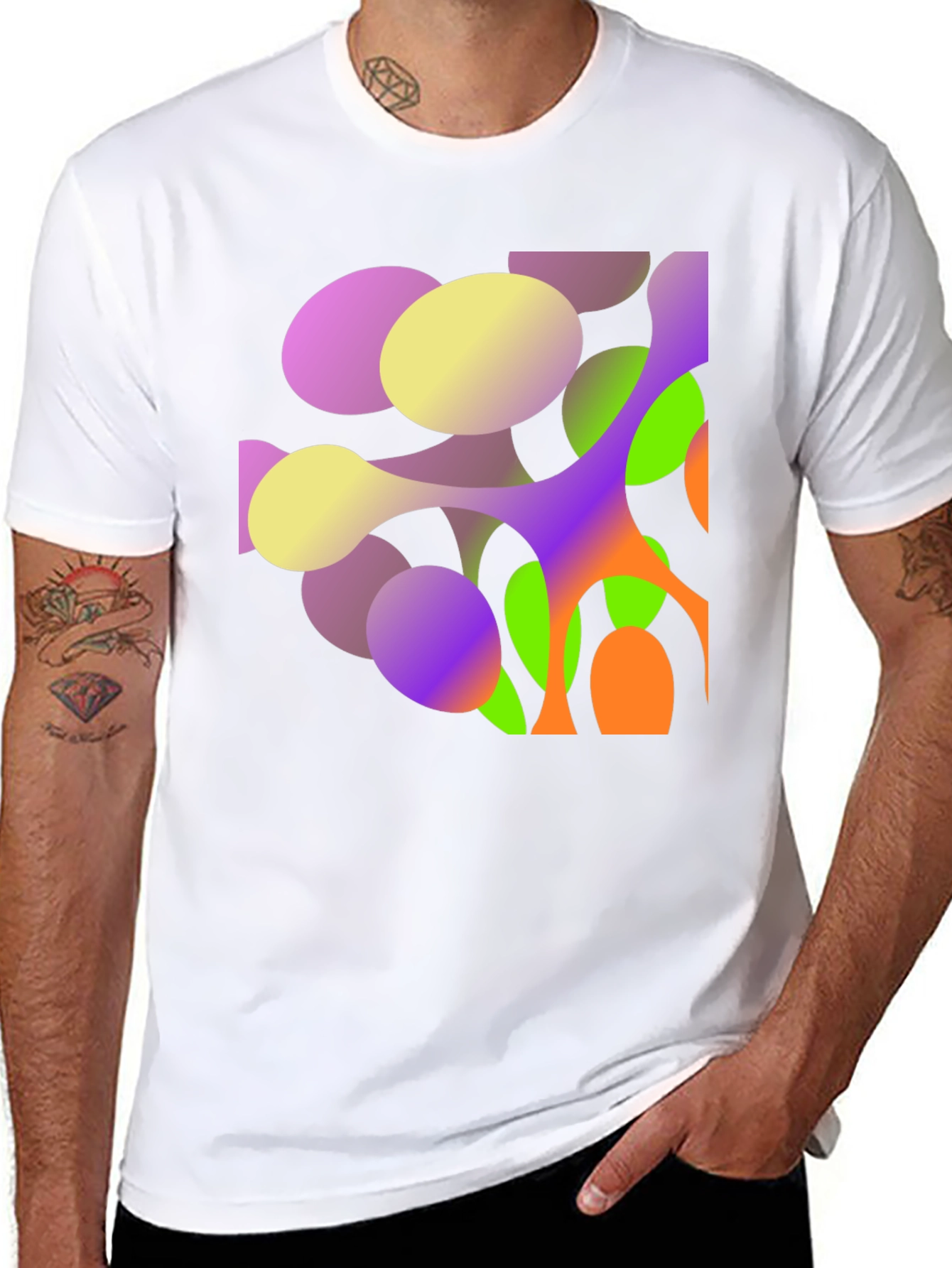 Abstract Geometric Print Black T-Shirt