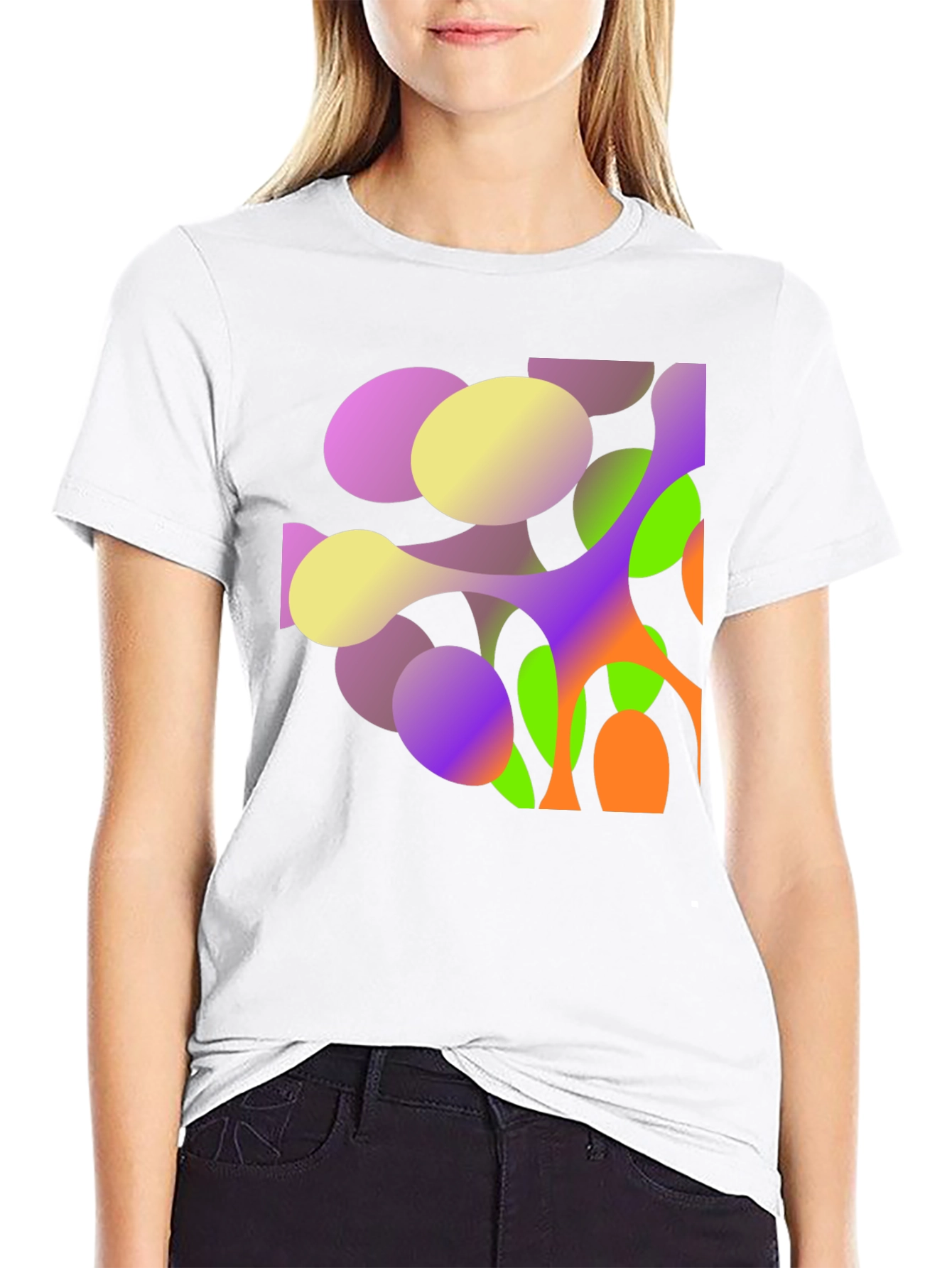 Abstract Geometric Print Black T-Shirt