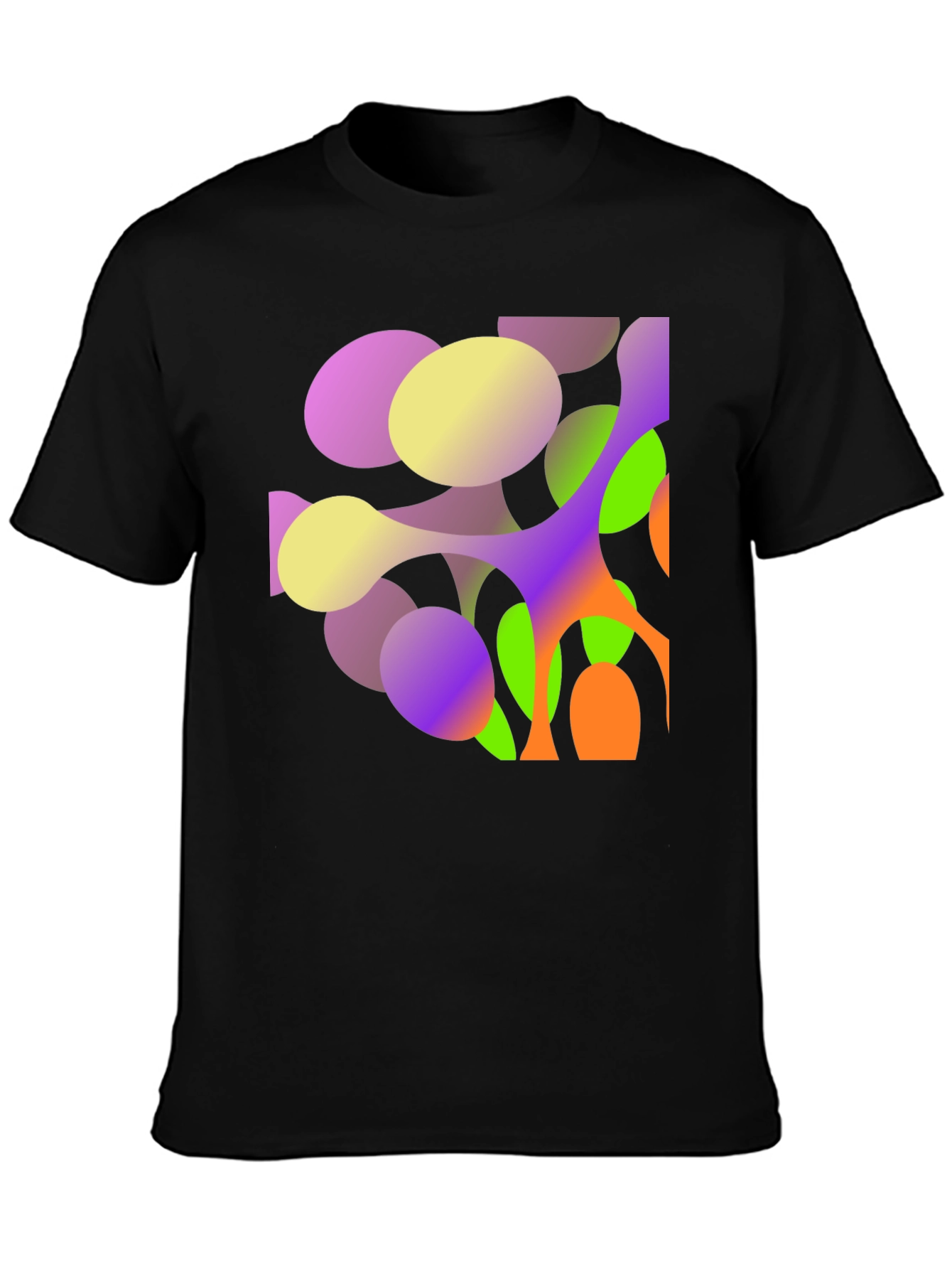 Abstract Geometric Print Black T-Shirt
