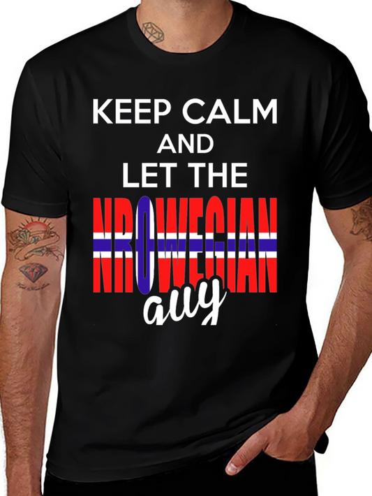Keep Calm Norwegian Guy T-Shirt - Black Graphic Tee