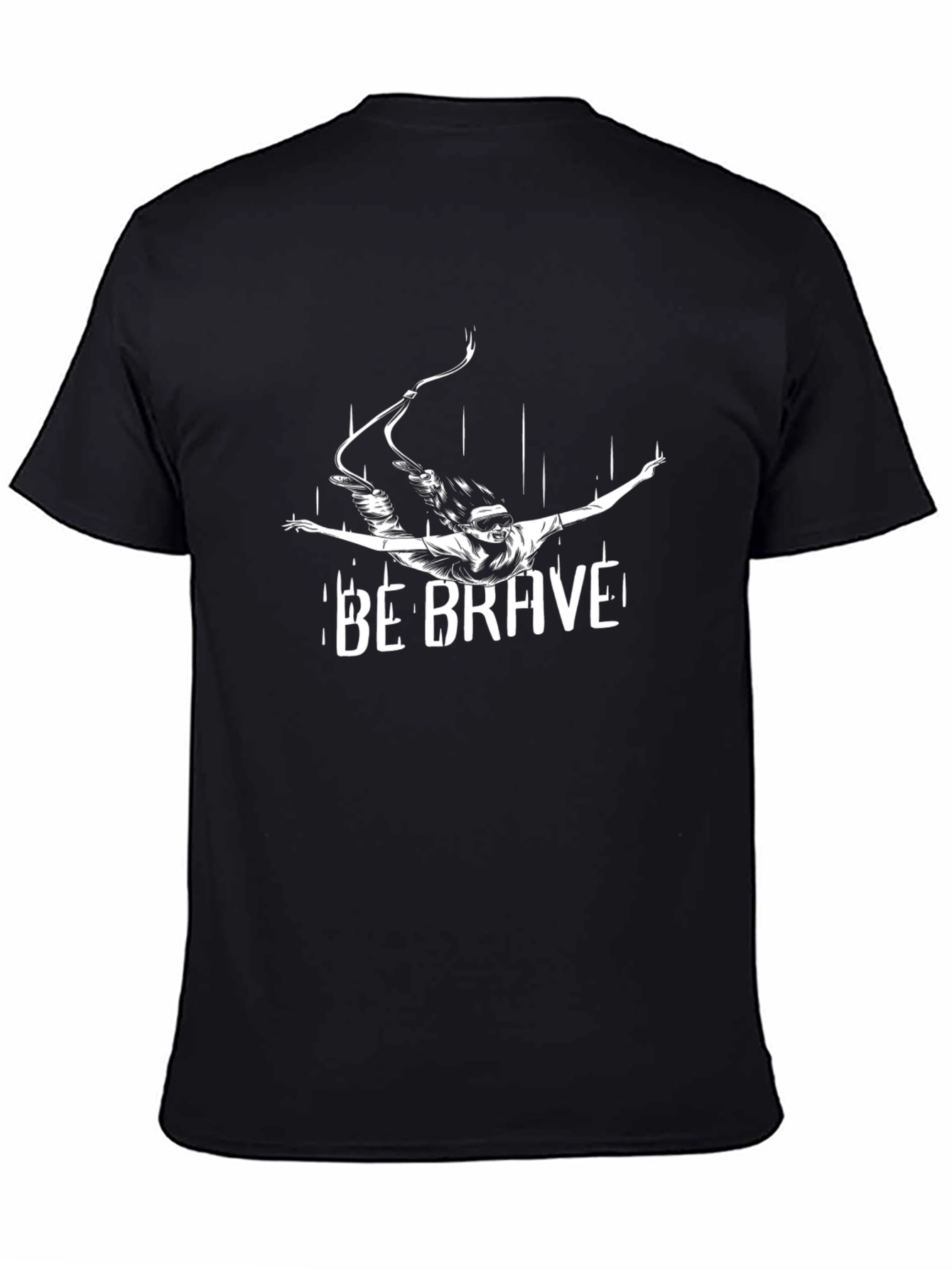 Be Brave Skydiver Graphic Tee - Black Cotton T-Shirt