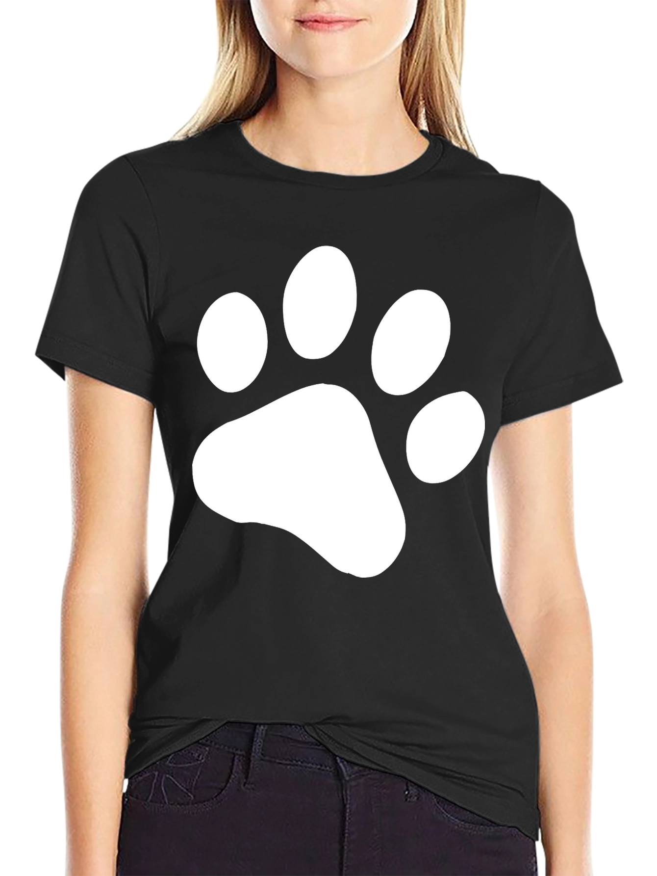 Paw Print Graphic T-Shirt - Casual Cotton Tee