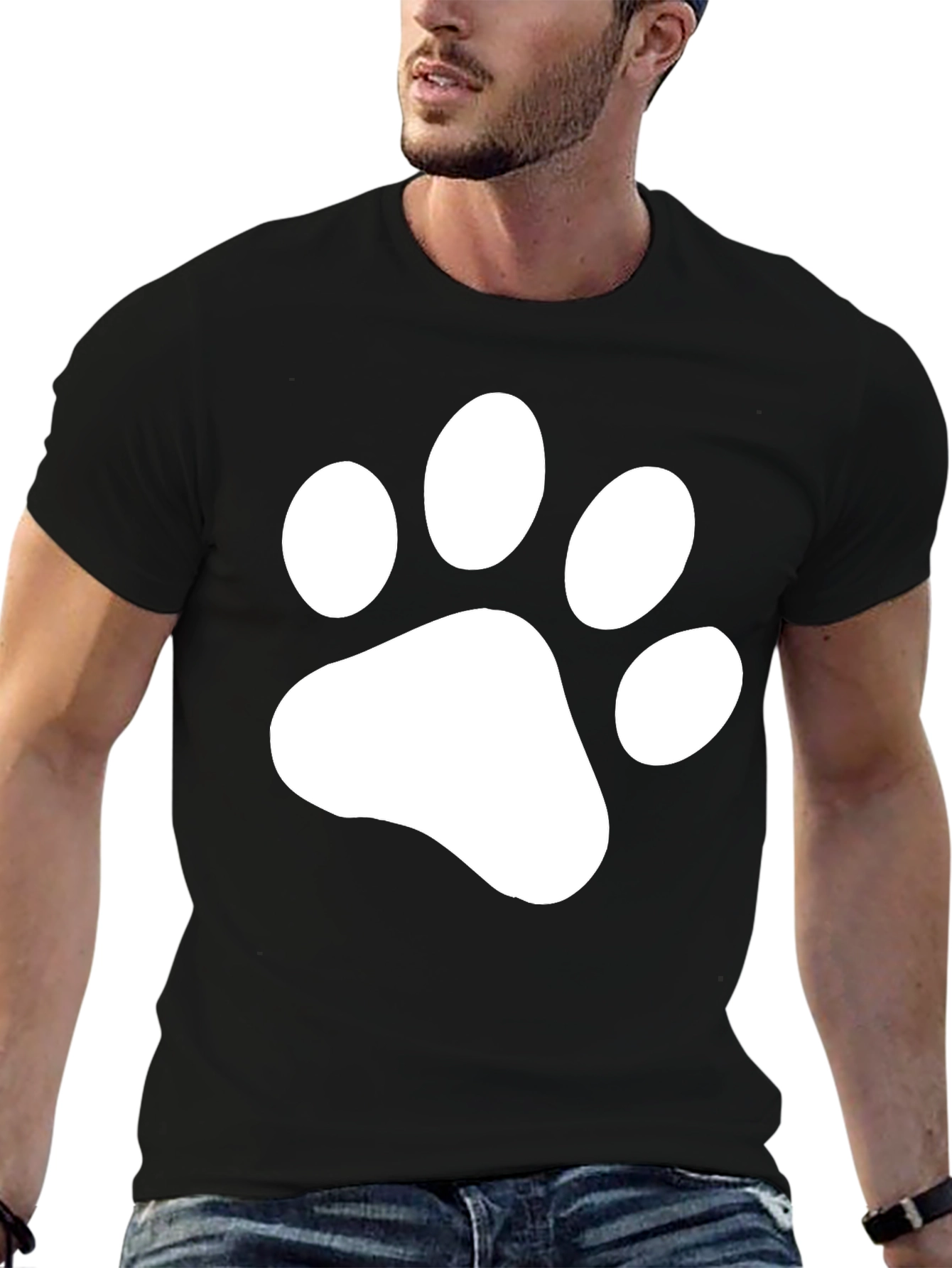Paw Print Graphic T-Shirt - Casual Cotton Tee