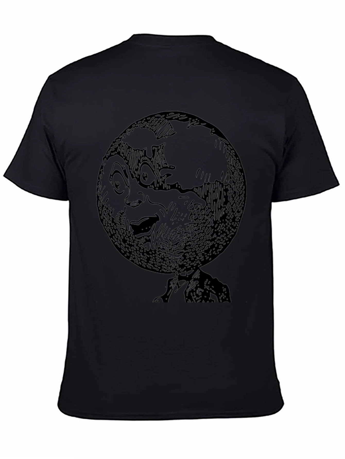 Earth Head Graphic Tee - Unique Black T-Shirt