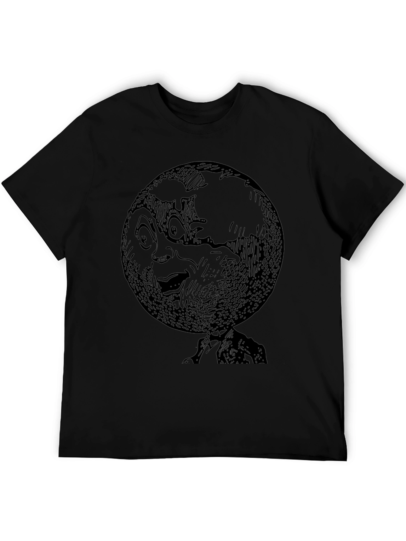 Earth Head Graphic Tee - Unique Black T-Shirt