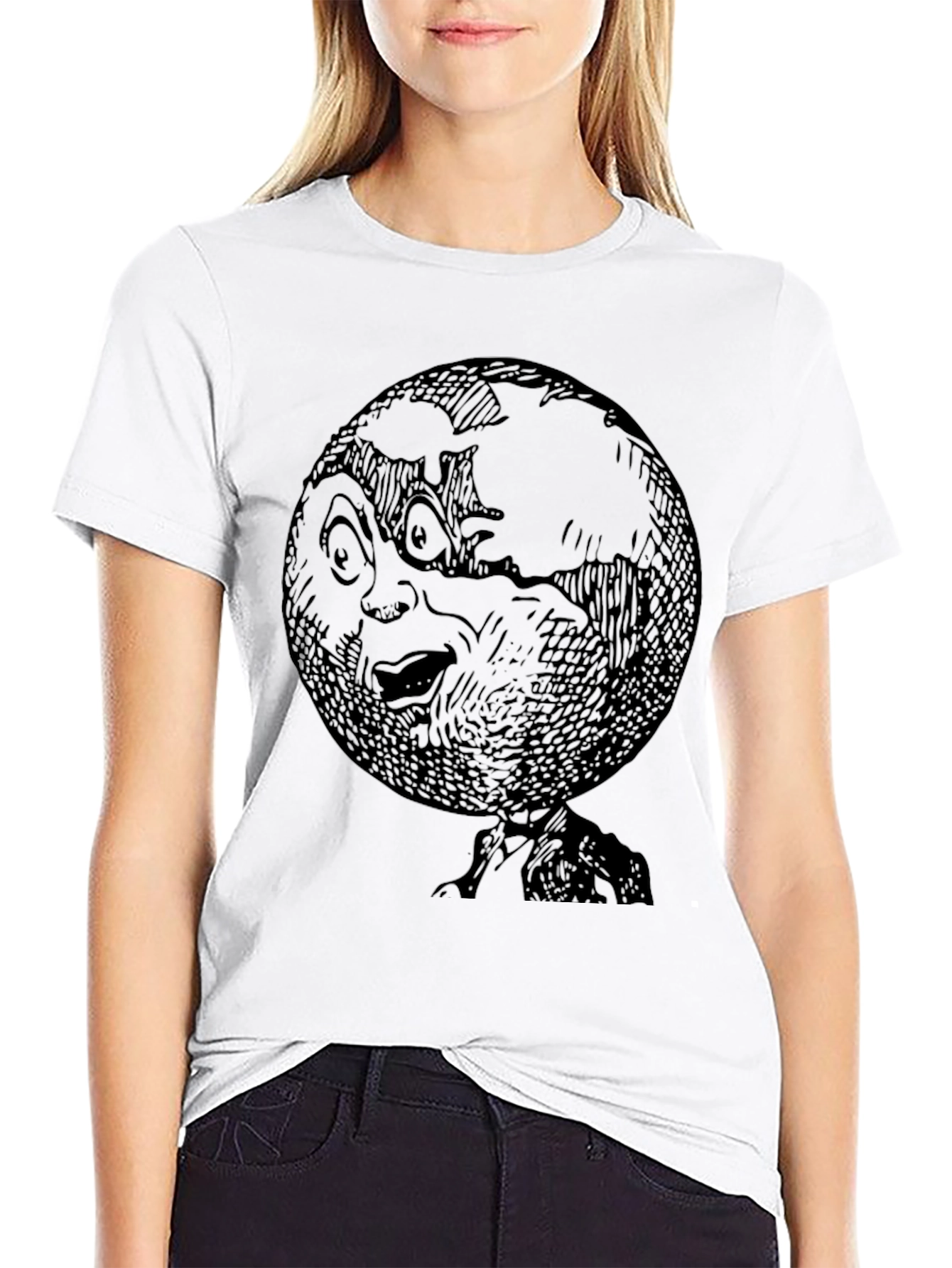 Earth Head Graphic Tee - Unique Black T-Shirt