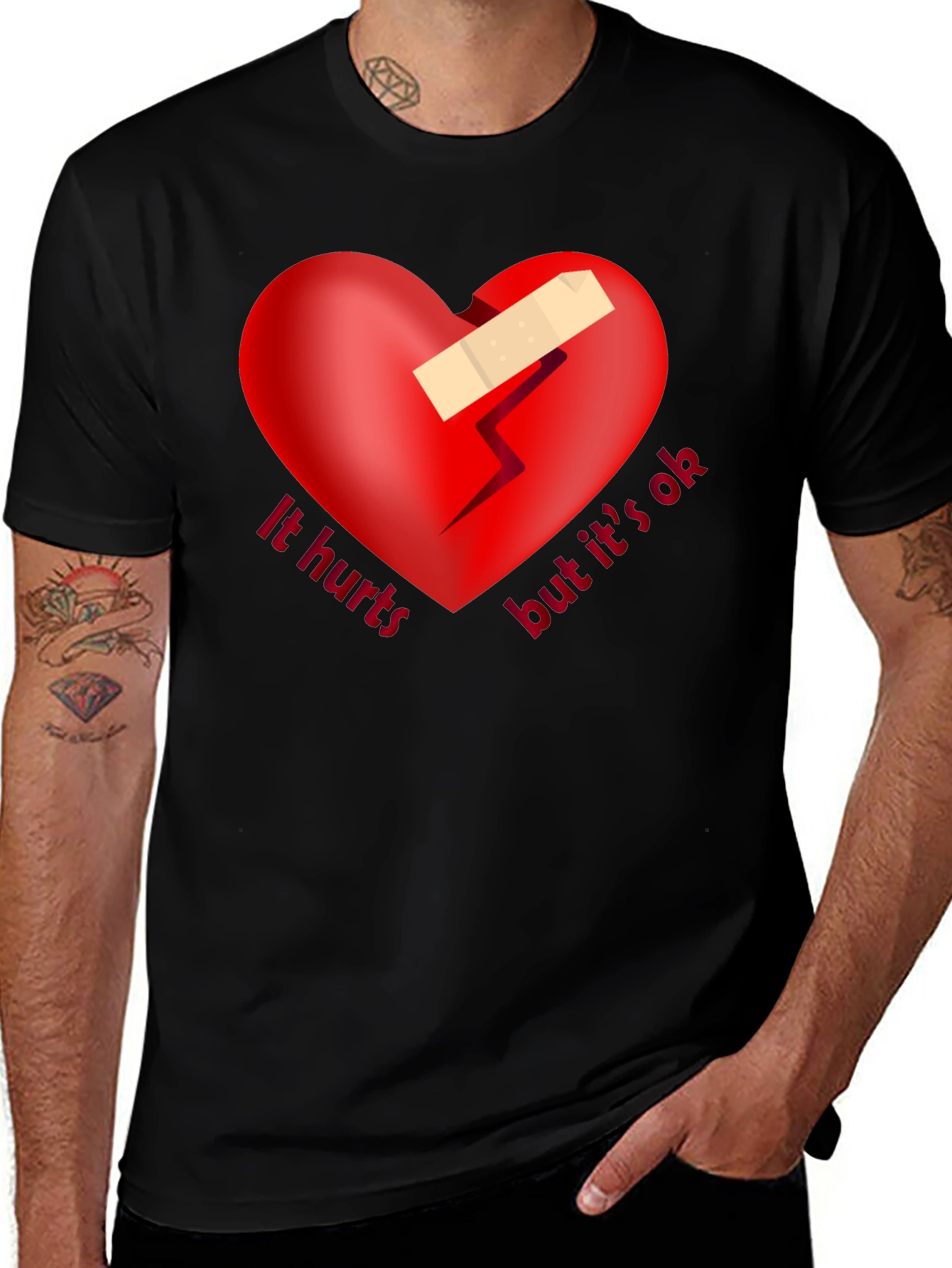 It Hurts But Its Ok Graphic Tee - Black
