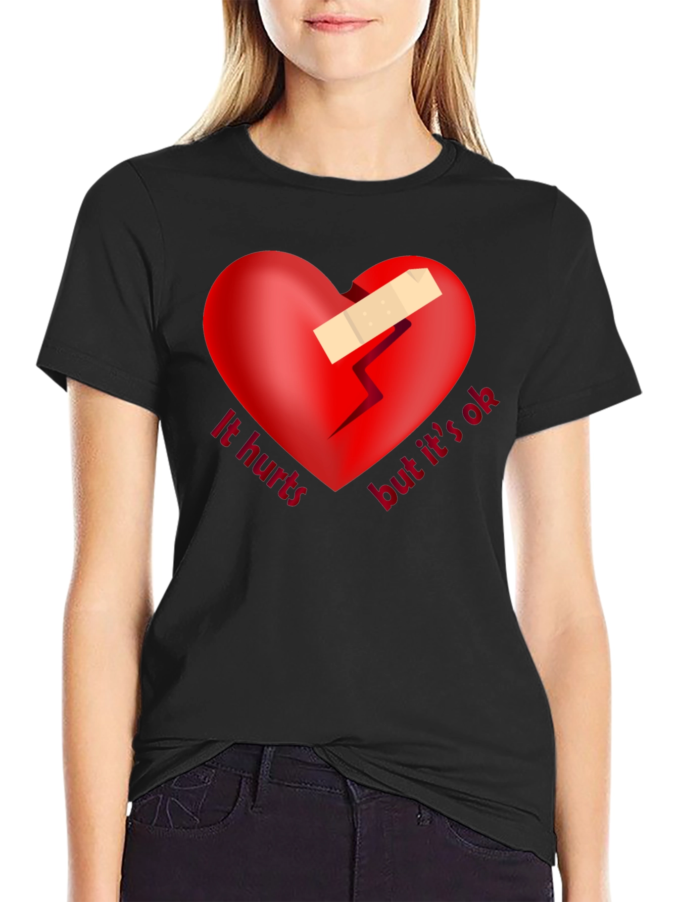 It Hurts But Its Ok Graphic Tee - Black