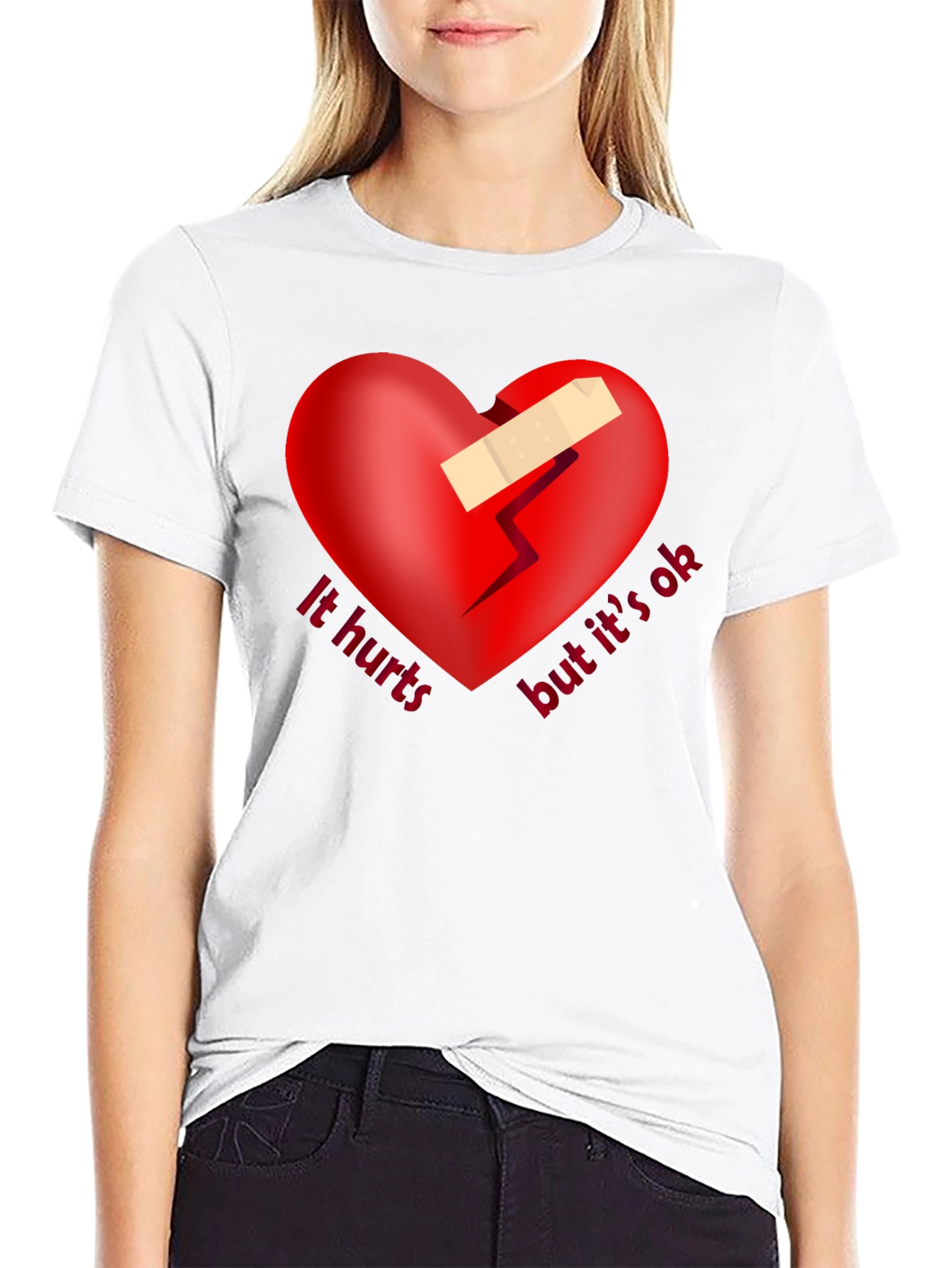 It Hurts But Its Ok Graphic Tee - Black