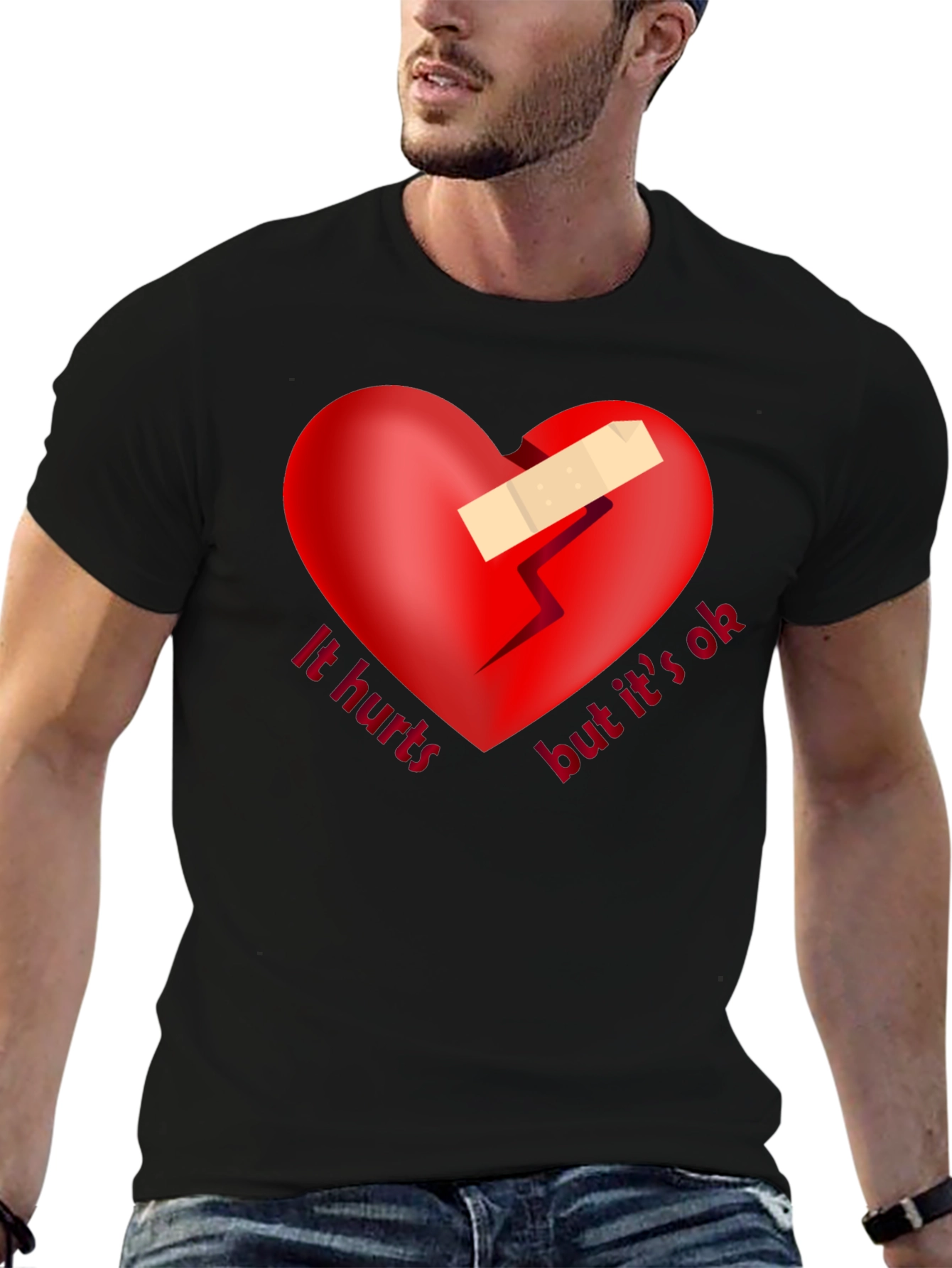 It Hurts But Its Ok Graphic Tee - Black