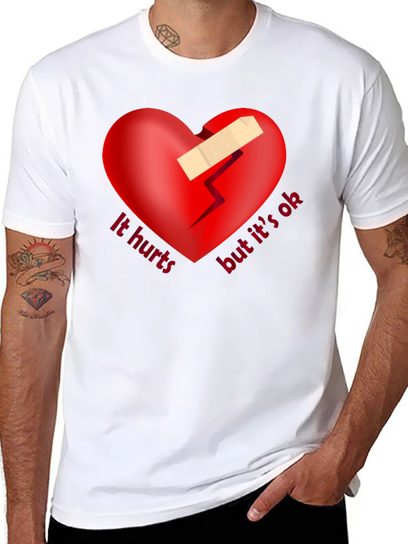 It Hurts But Its Ok Graphic Tee - Black