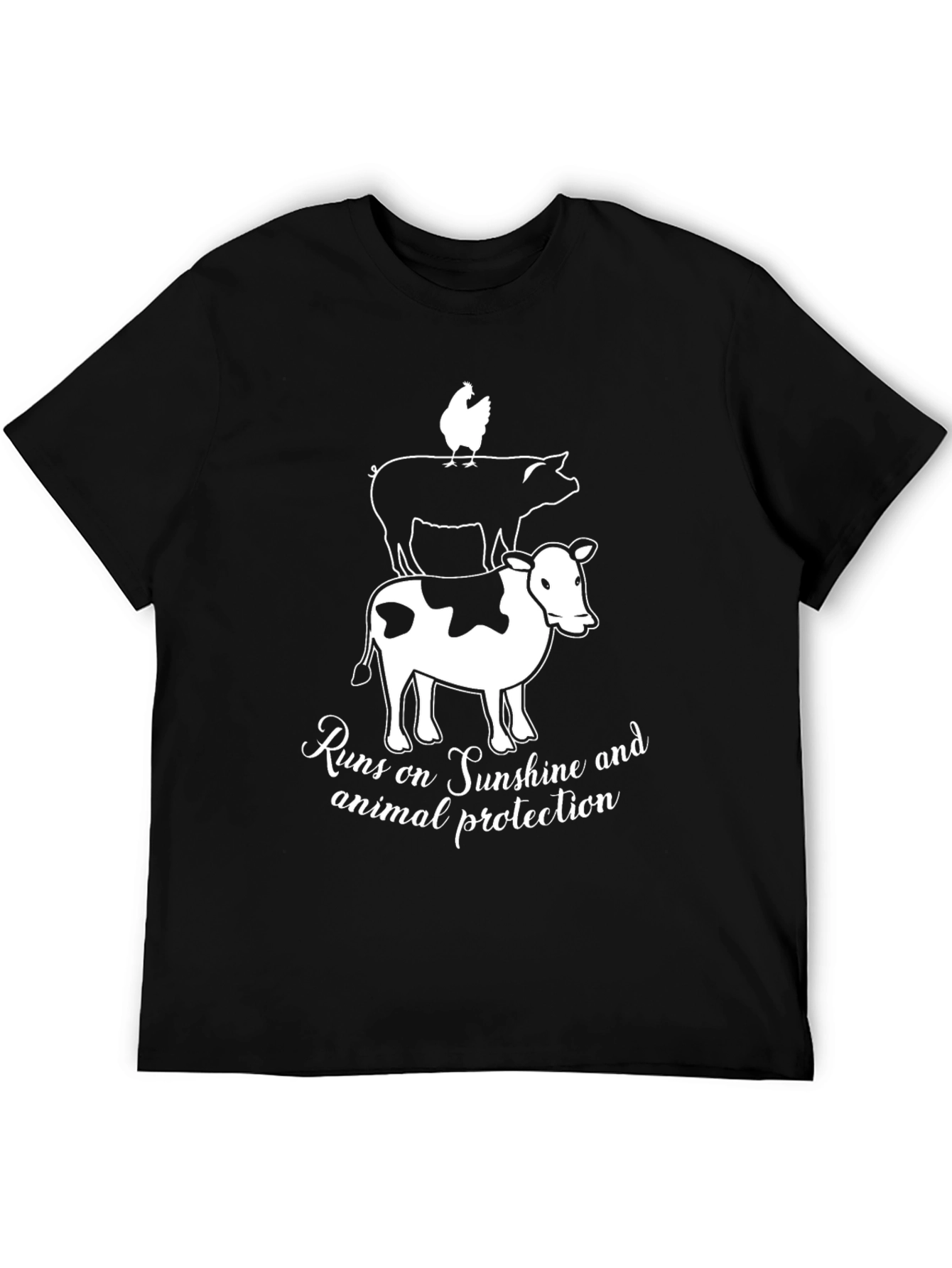 Animal Protection T-Shirt: Chicken Pig Cow Stack