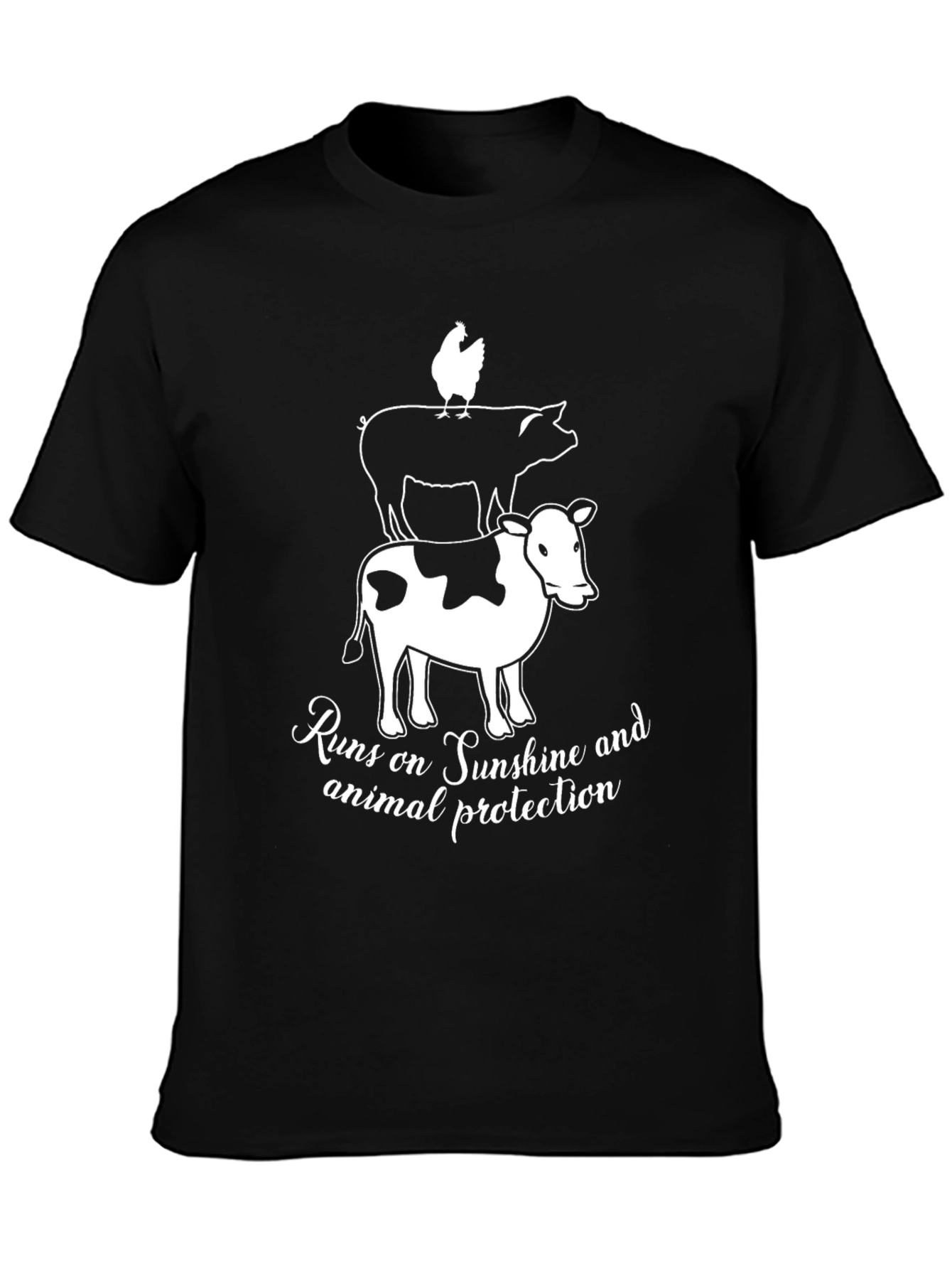 Animal Protection T-Shirt: Chicken Pig Cow Stack