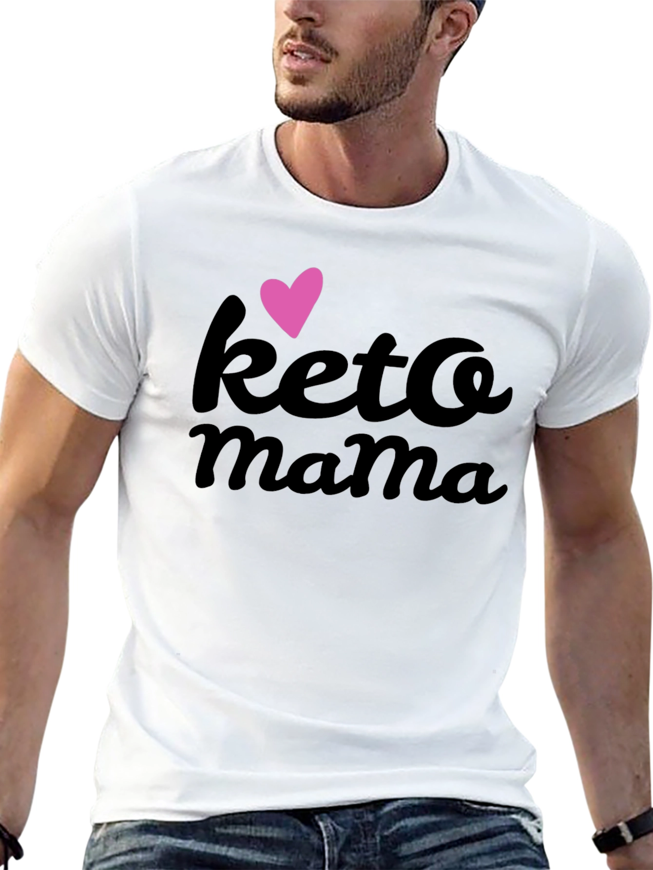 Keto Mama Black T-Shirt with Heart Graphic