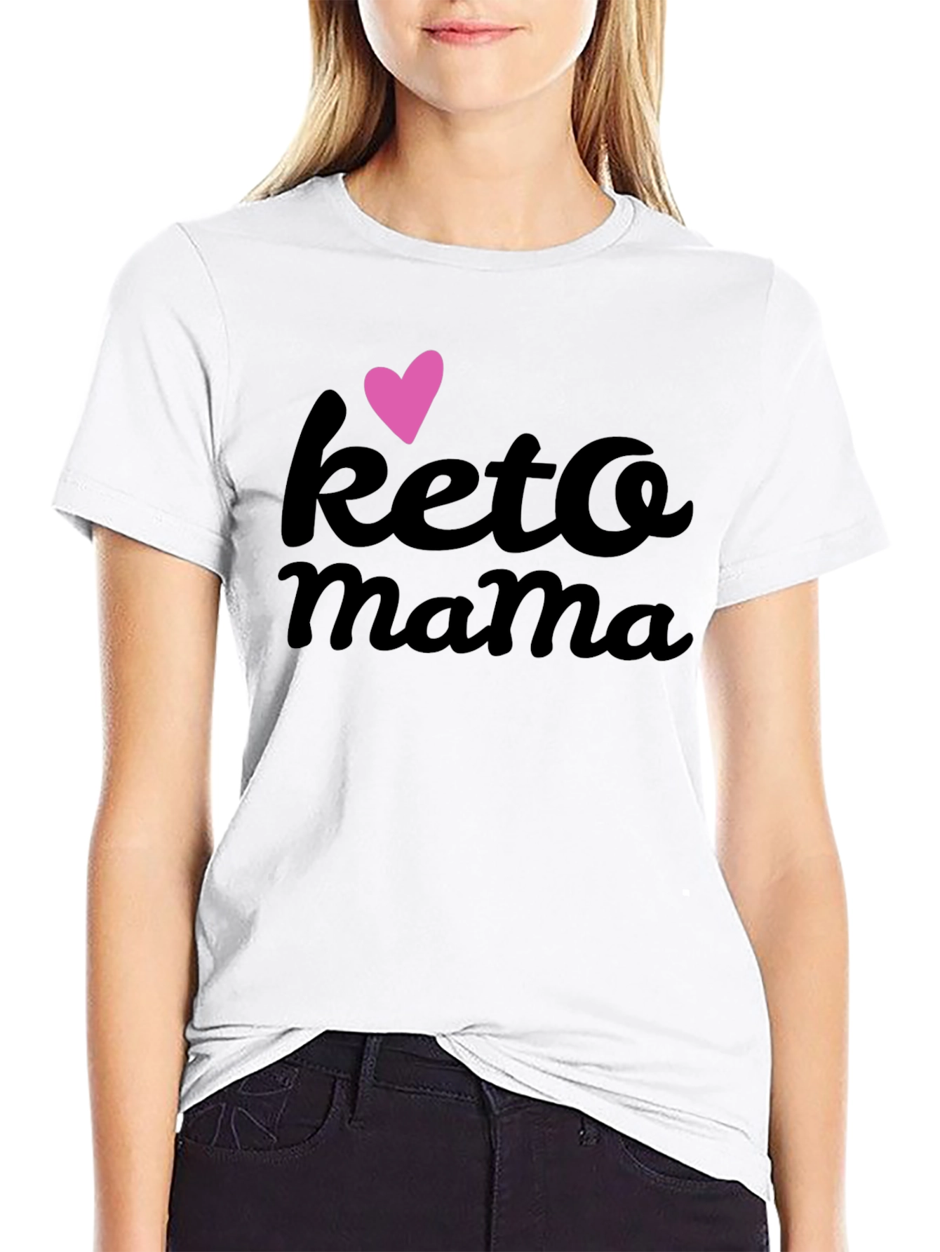 Keto Mama Black T-Shirt with Heart Graphic
