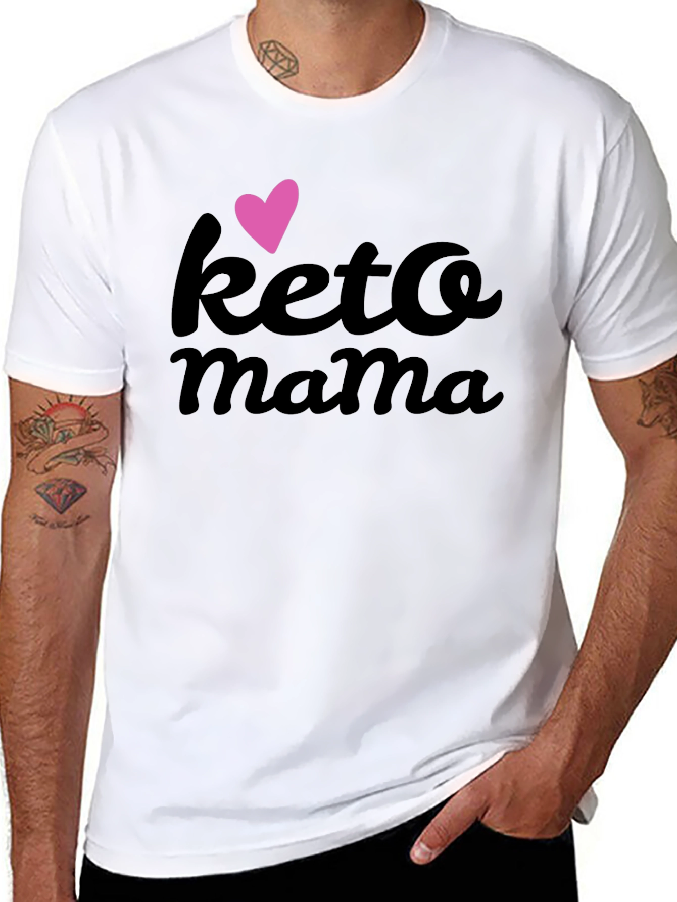 Keto Mama Black T-Shirt with Heart Graphic