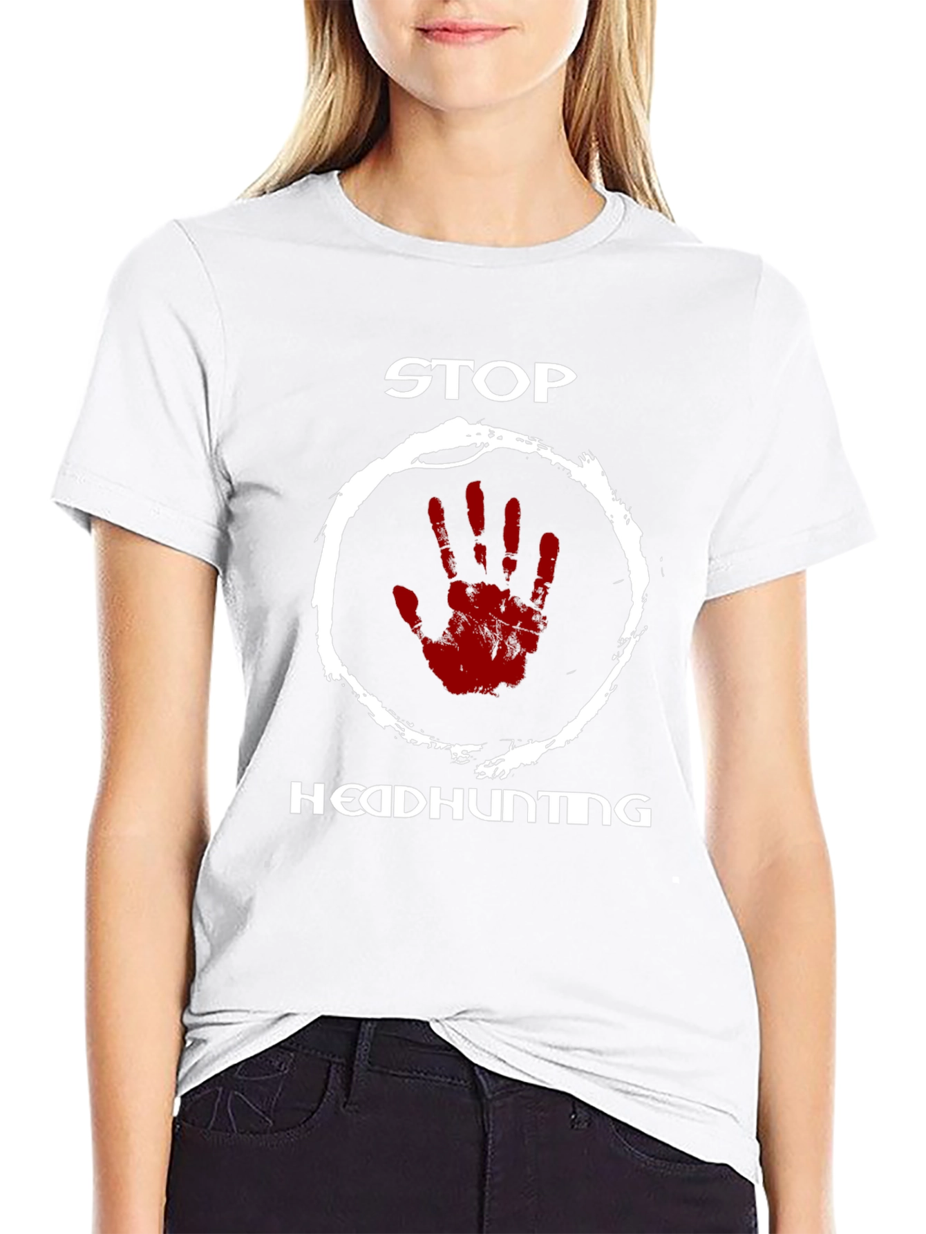 Stop Headhunting T-Shirt - Black Graphic Print
