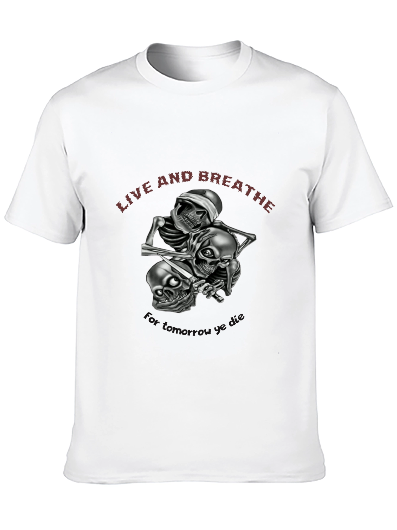 Live and Breathe Skull Graphic Tee - Black Cotton