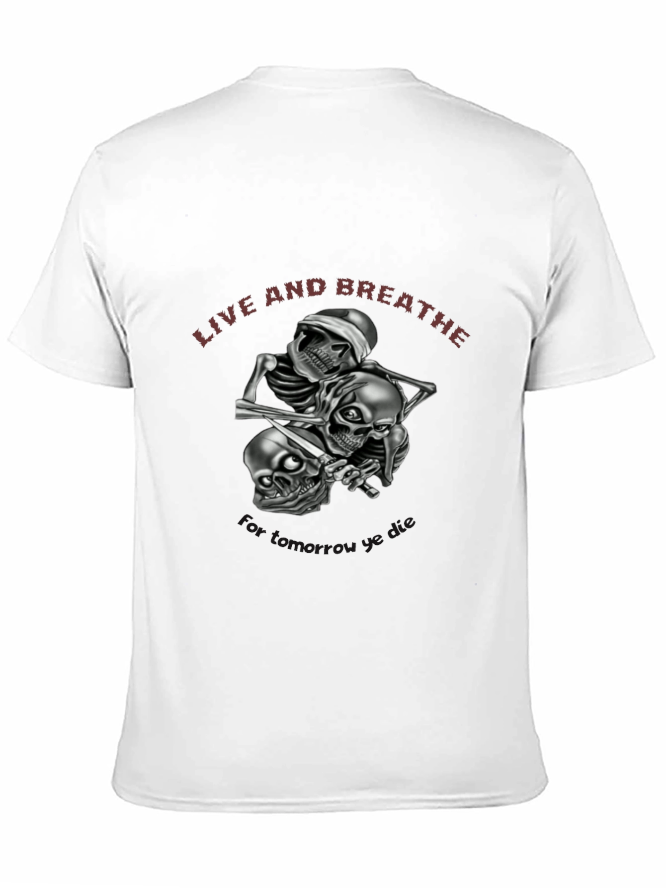 Live and Breathe Skull Graphic Tee - Black Cotton