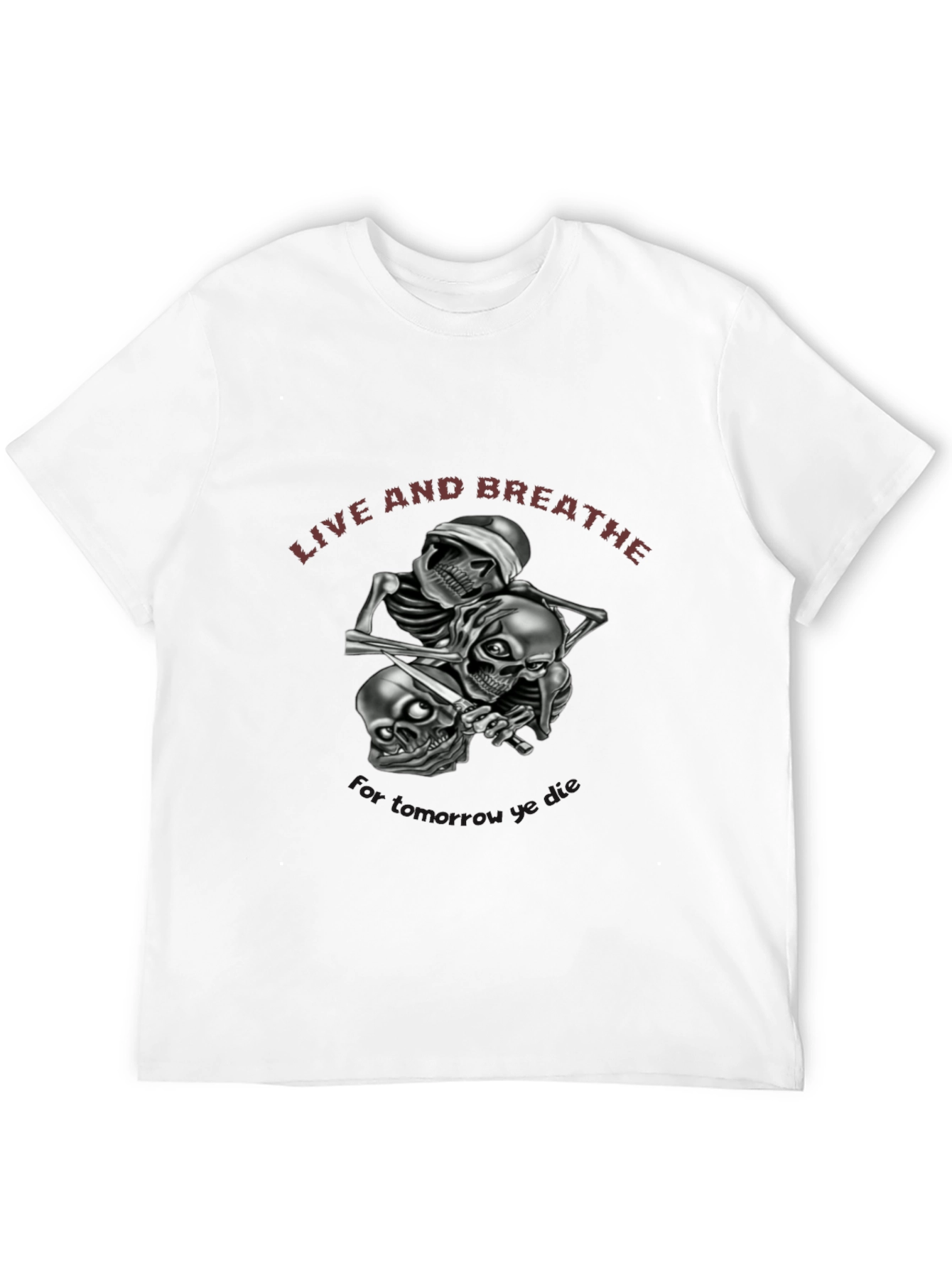 Live and Breathe Skull Graphic Tee - Black Cotton