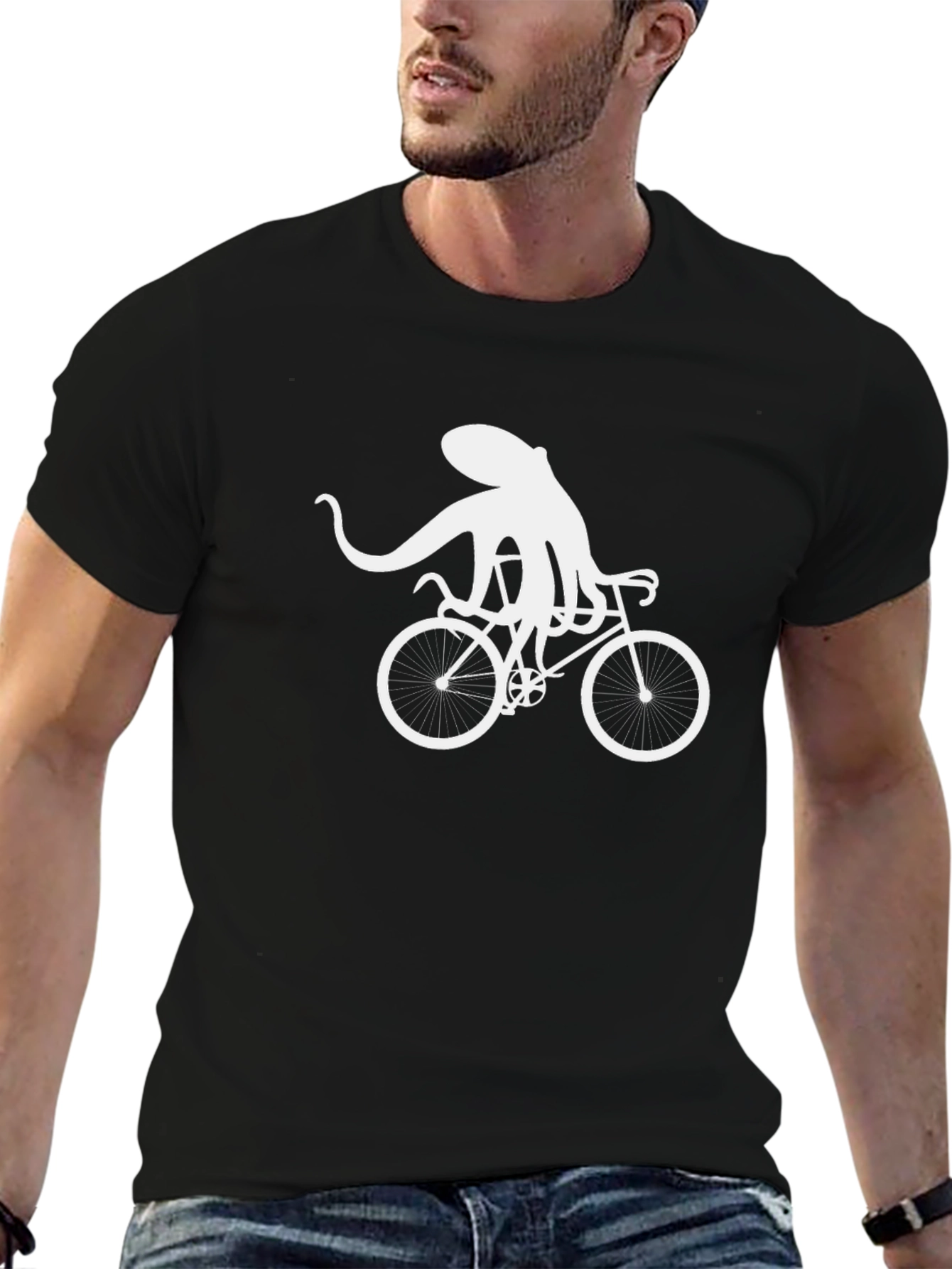 Octopus on Bike Graphic Tee - Quirky Unisex T-Shirt
