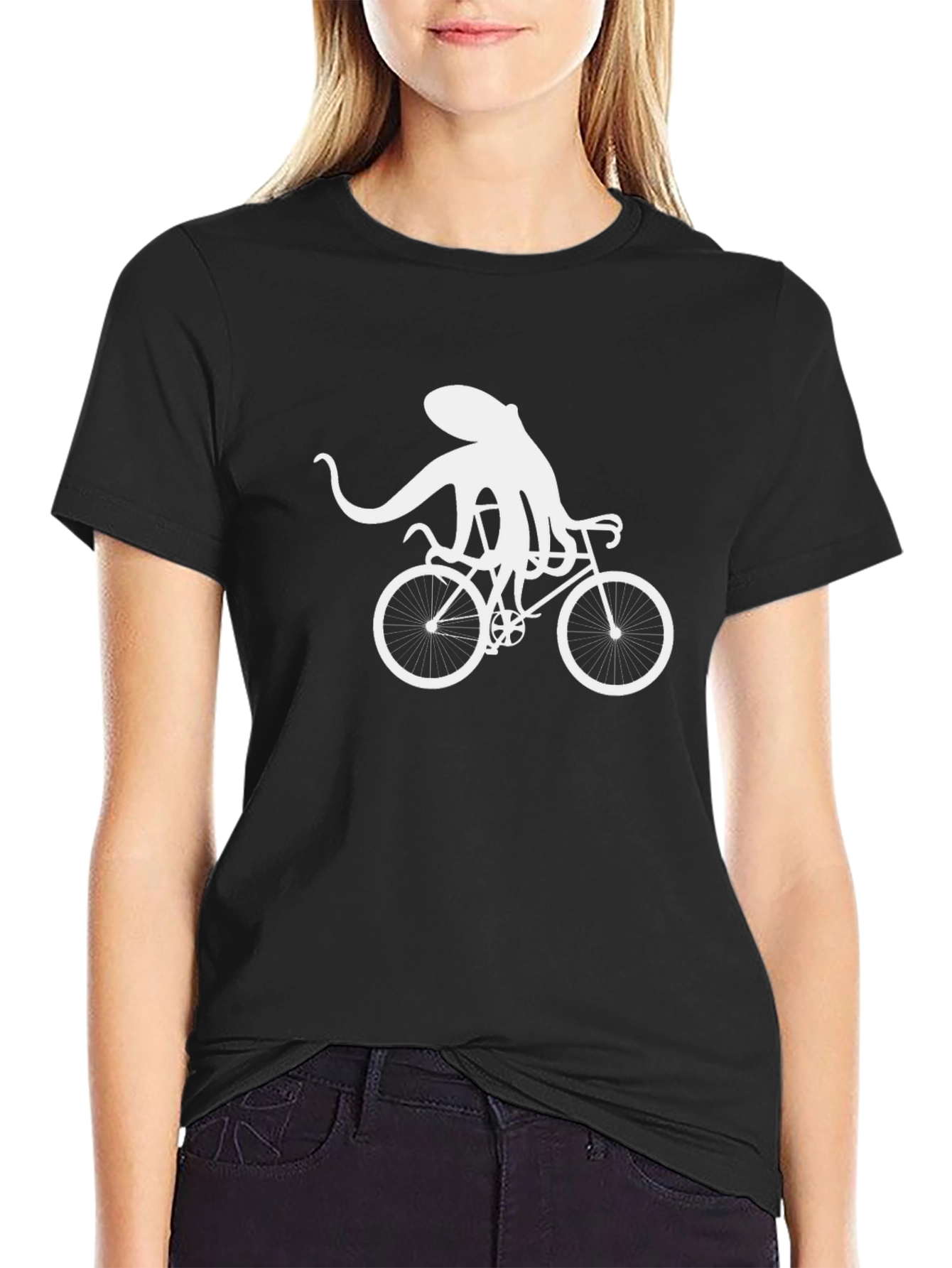 Octopus on Bike Graphic Tee - Quirky Unisex T-Shirt