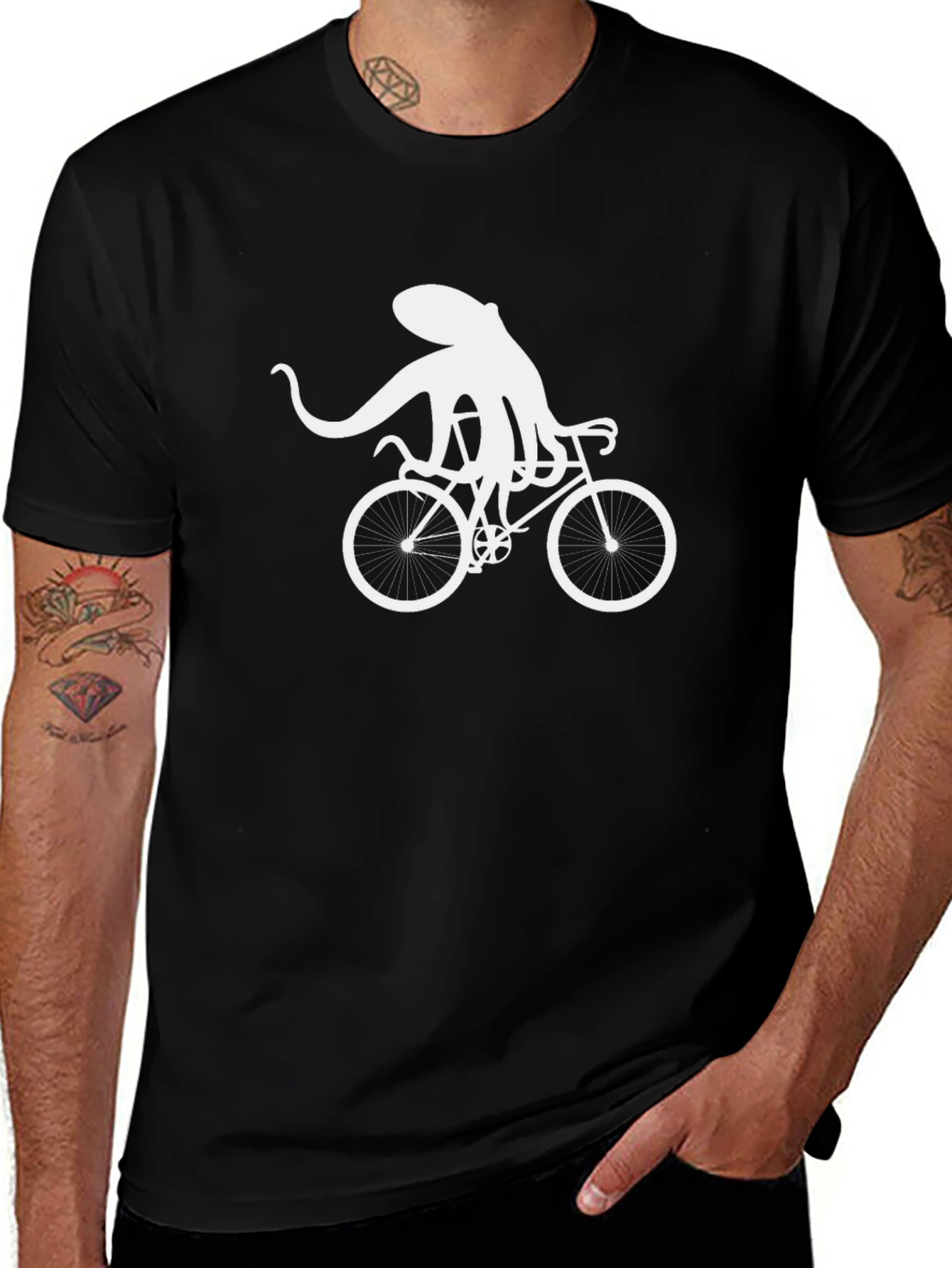 Octopus on Bike Graphic Tee - Quirky Unisex T-Shirt