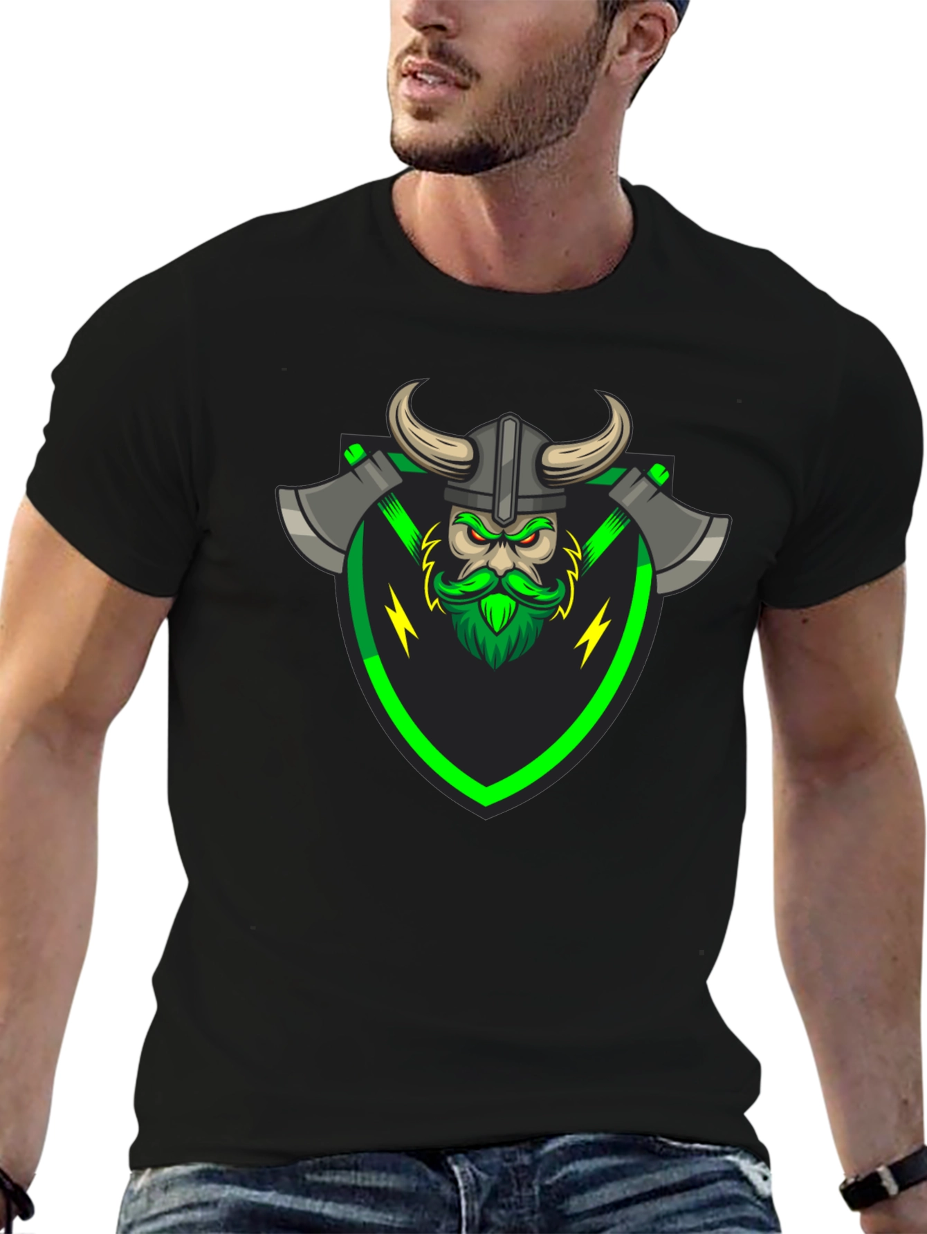 Viking Warrior Graphic Tee - Black T-Shirt