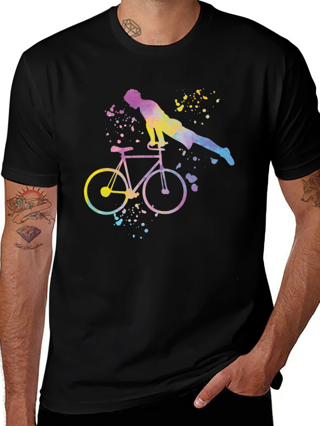 Watercolor Cycling Man T-Shirt