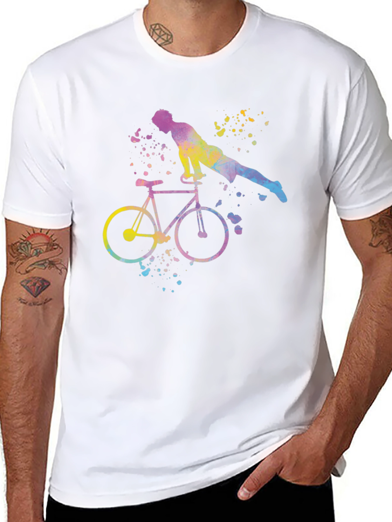 Watercolor Cycling Man T-Shirt
