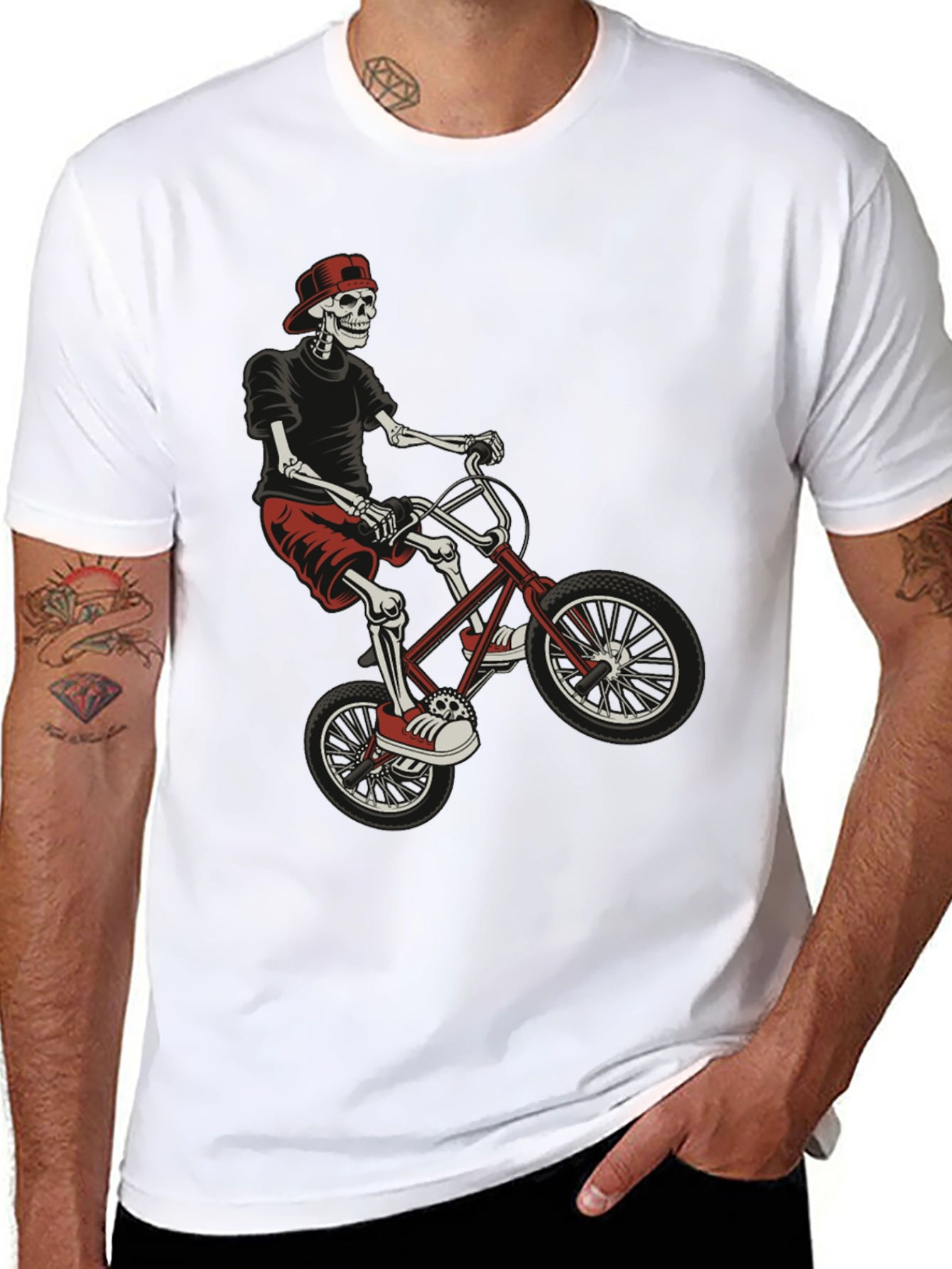 Skeleton BMX Rider Graphic T-Shirt