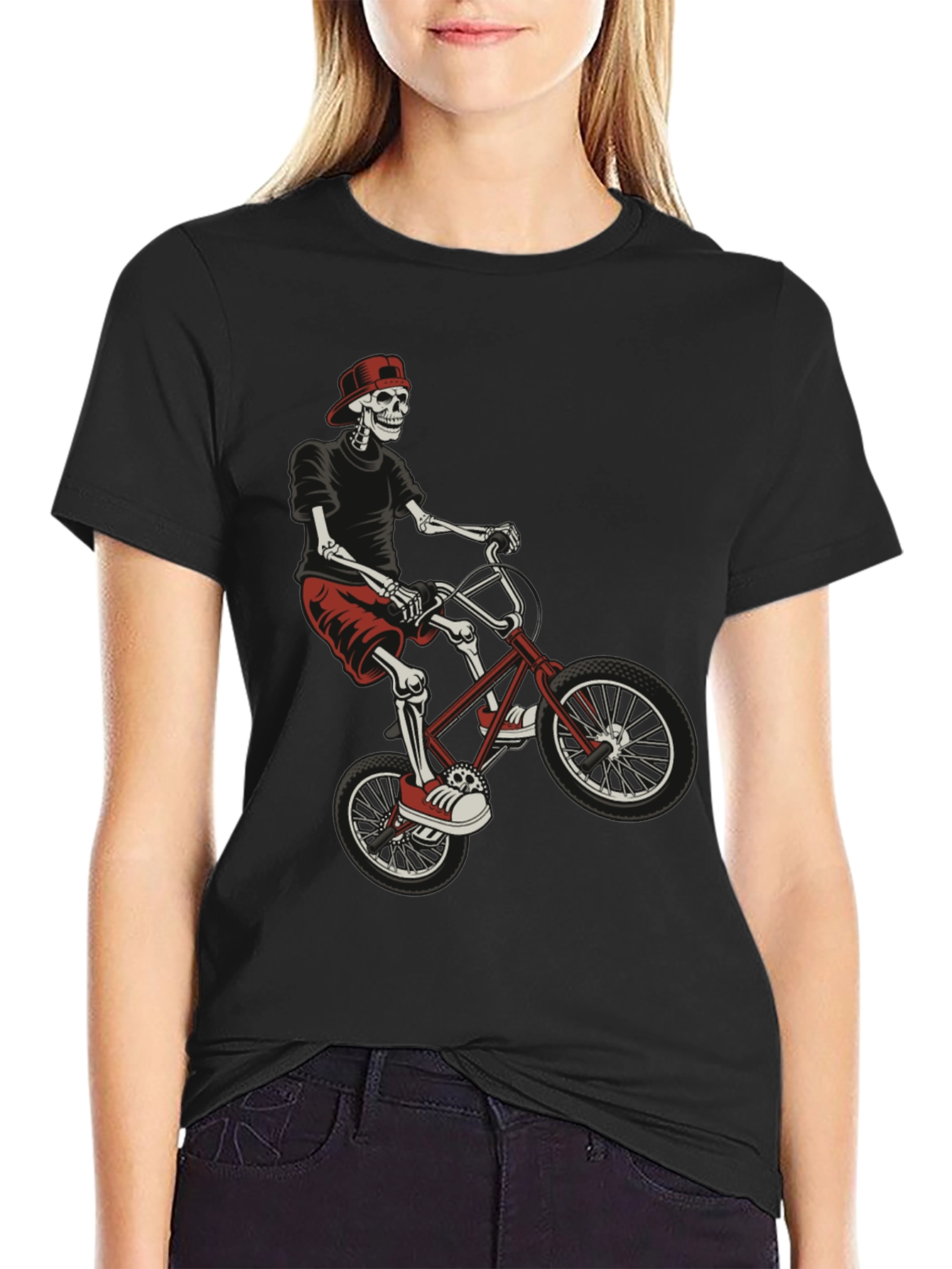 Skeleton BMX Rider Graphic T-Shirt
