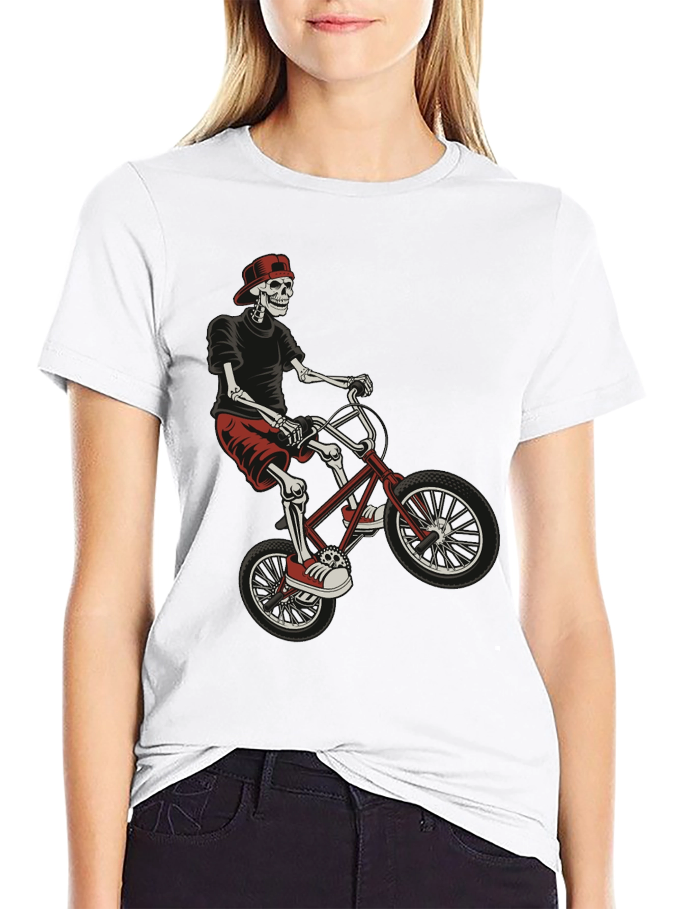 Skeleton BMX Rider Graphic T-Shirt