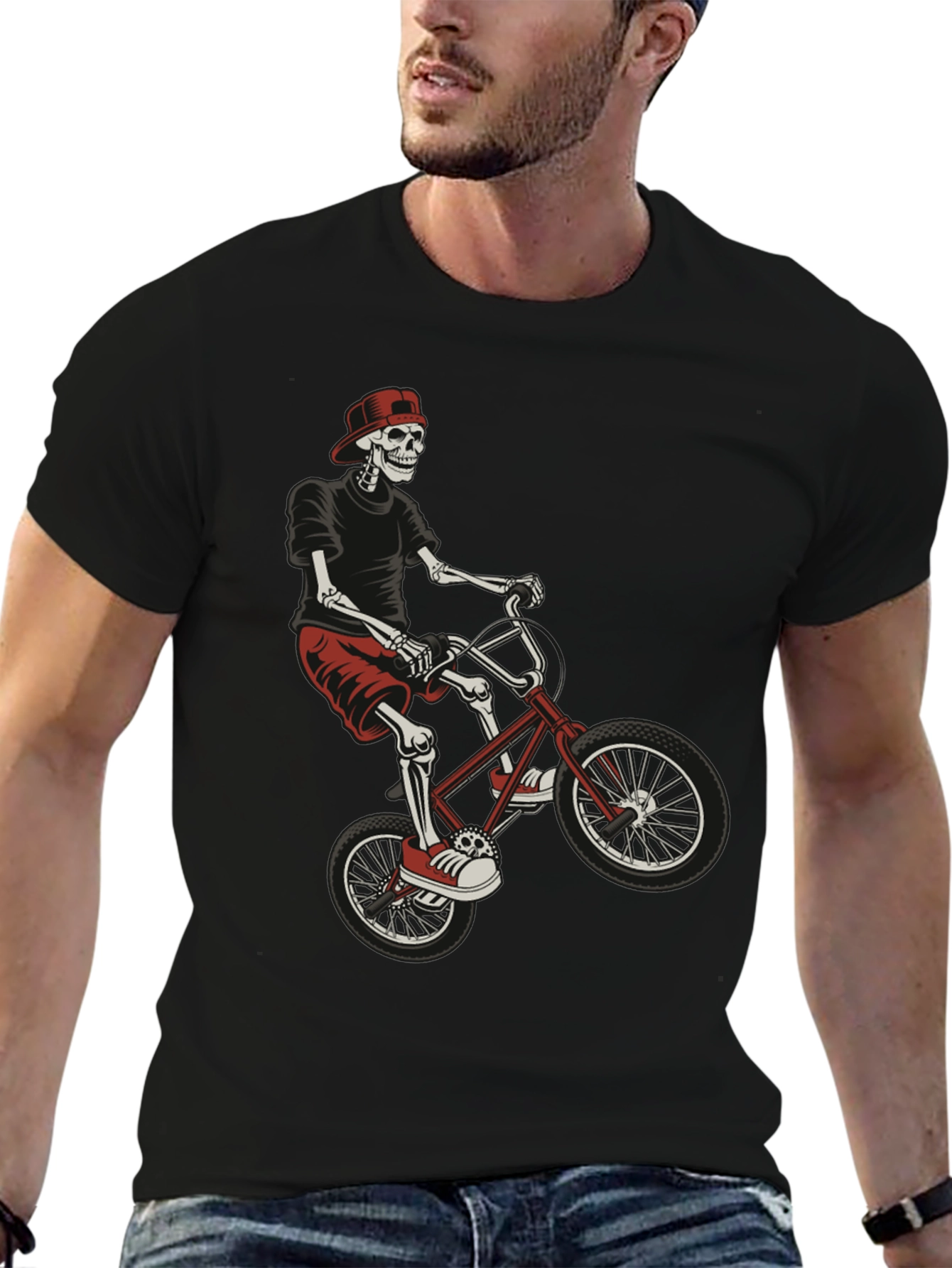 Skeleton BMX Rider Graphic T-Shirt