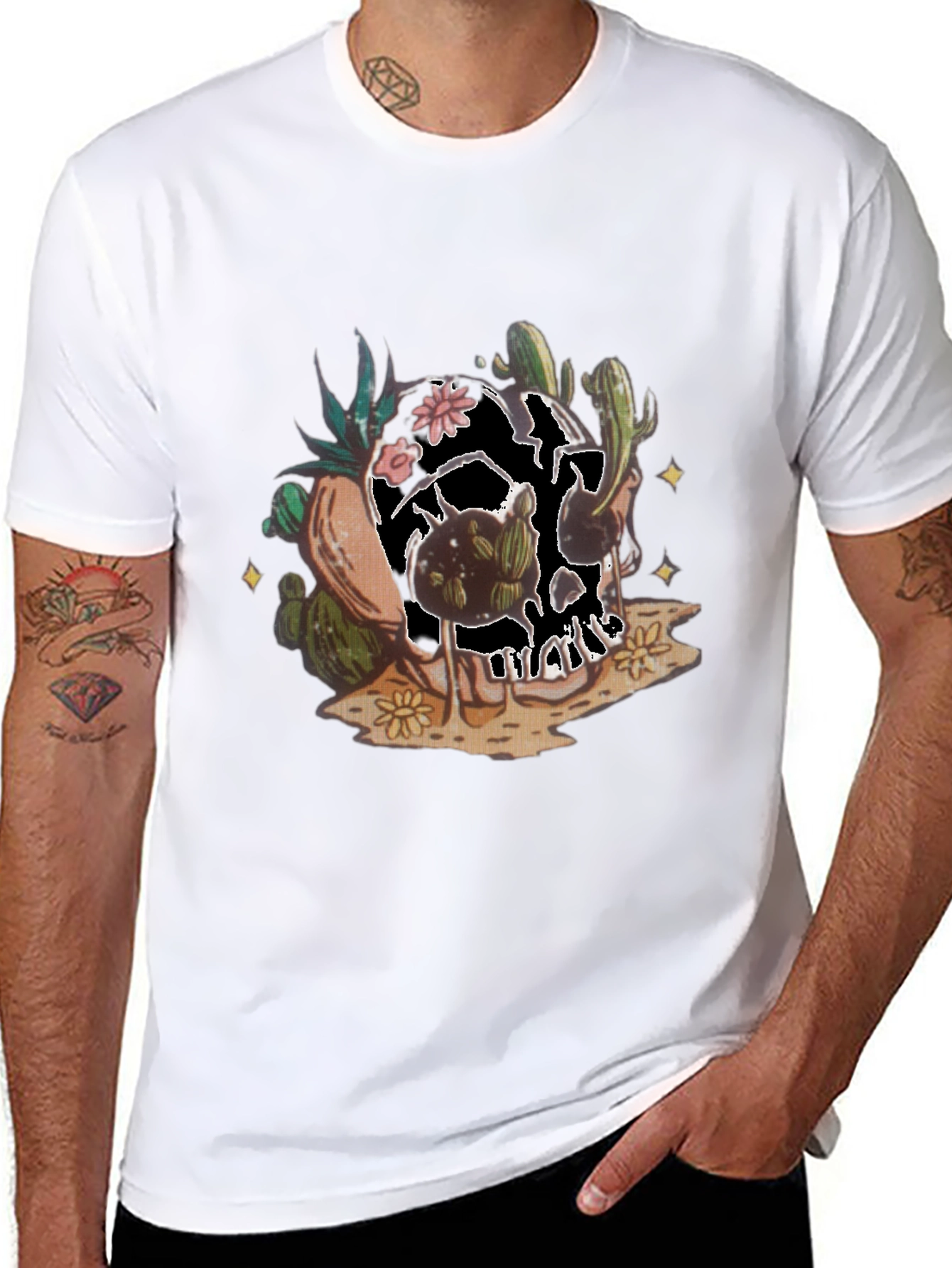 Cactus Skull Graphic Tee - Unique Desert Style