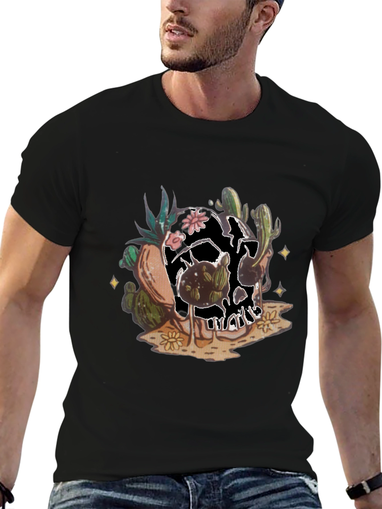 Cactus Skull Graphic Tee - Unique Desert Style