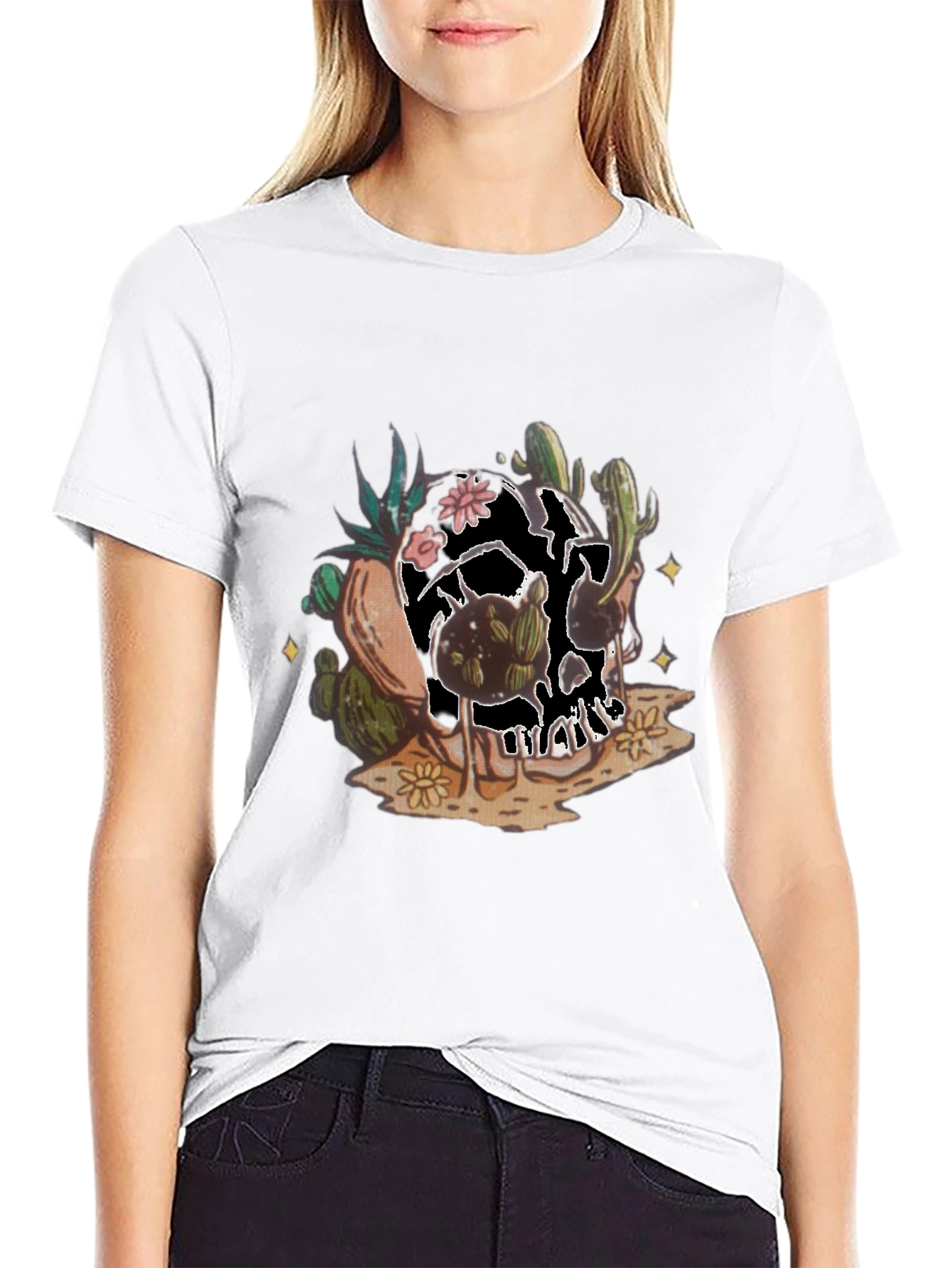 Cactus Skull Graphic Tee - Unique Desert Style